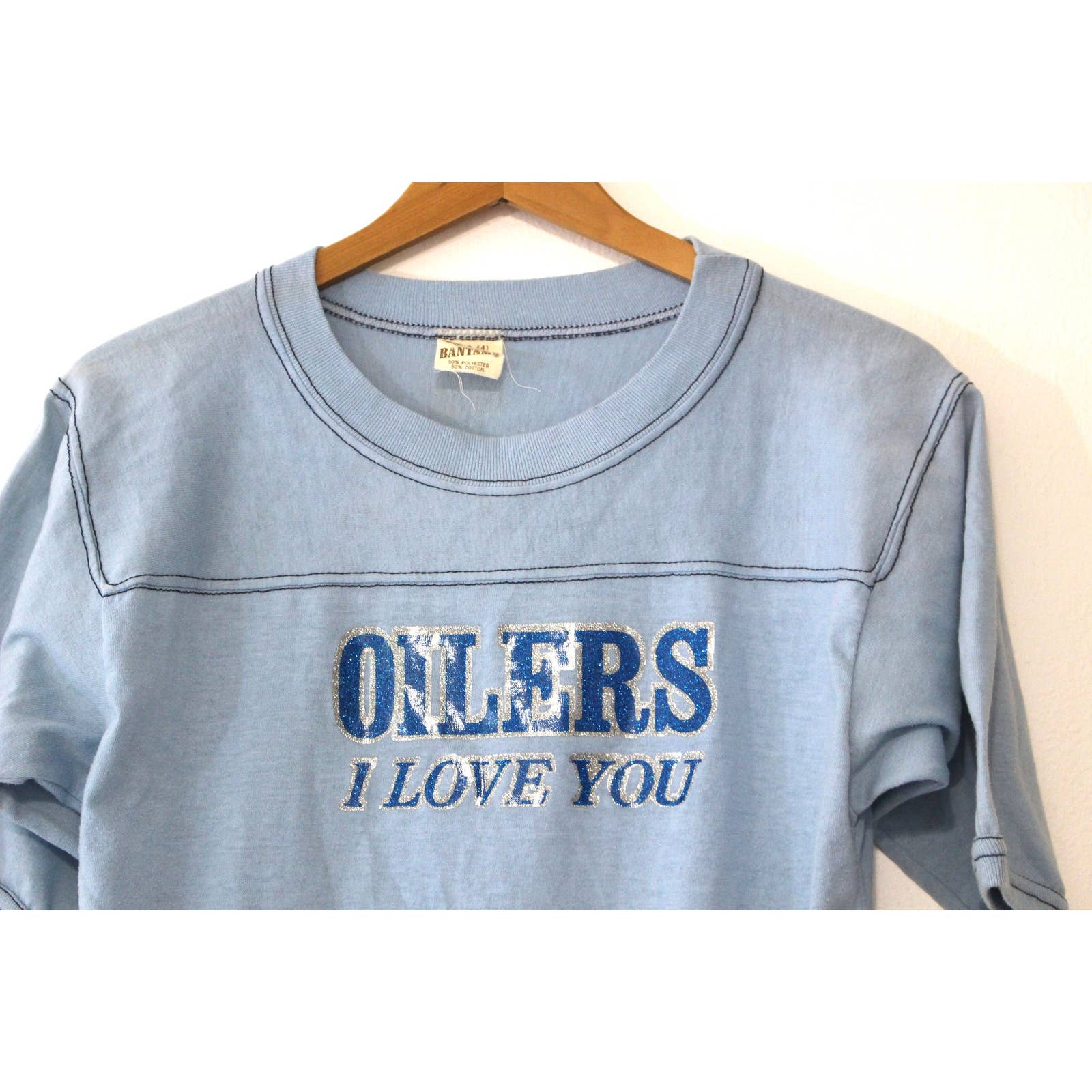 Vintage I Love You Oilers Football T-Shirt Large by Bantams - Image 3