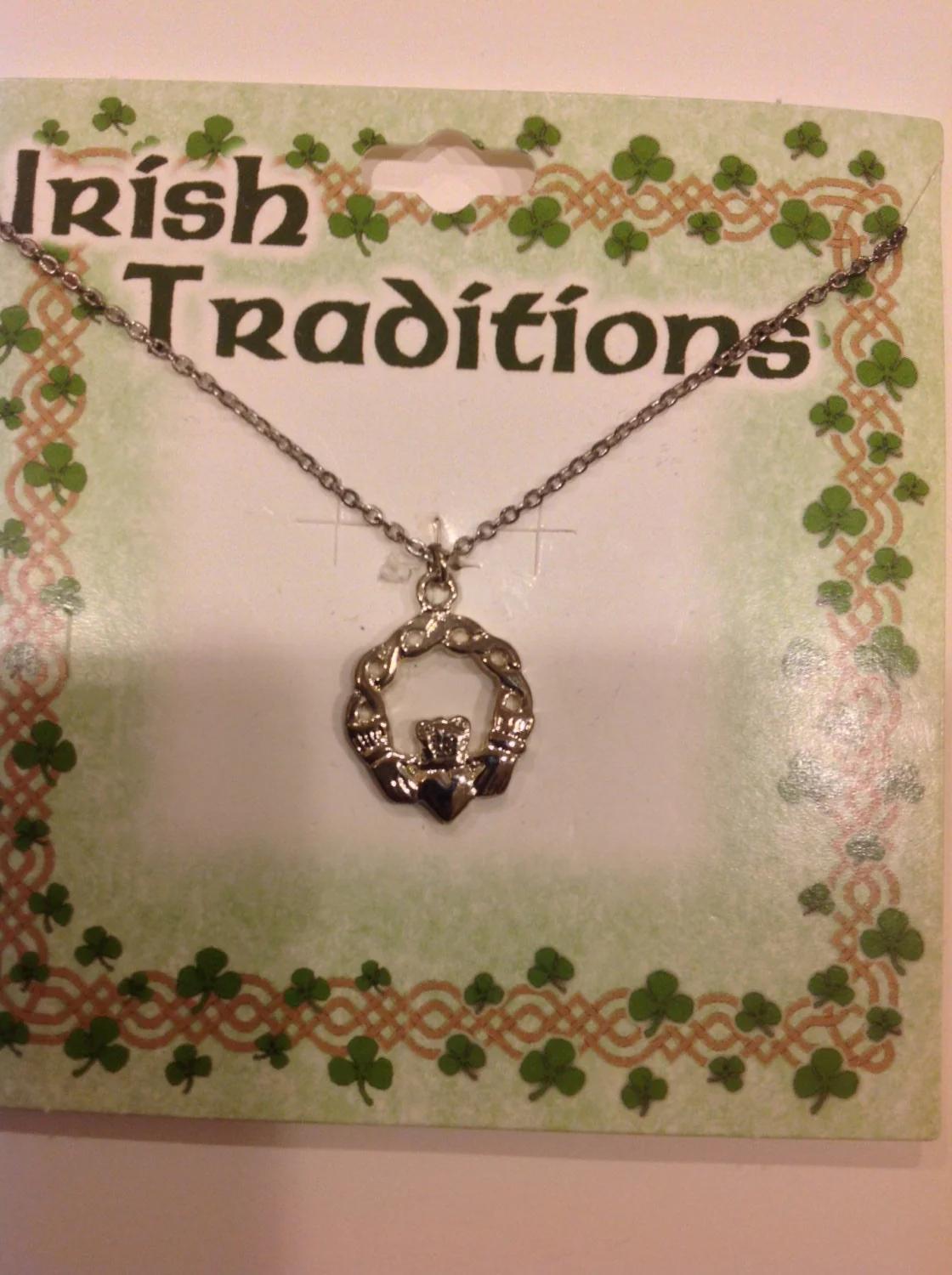 Vintage Irish Celtic Braided Claddagh Silvertone Necklace by Irish Traditions - Image 2