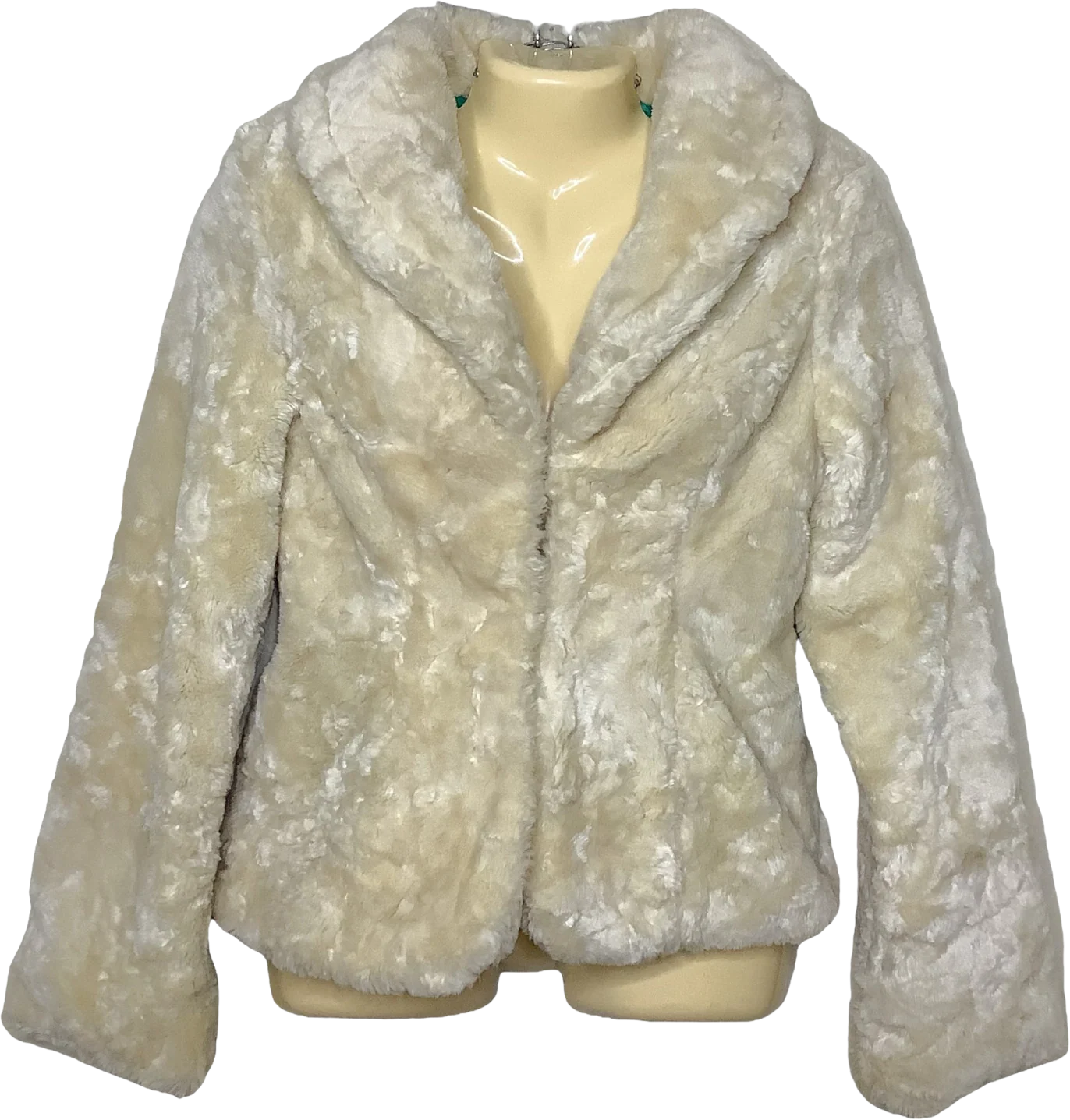 Vintage Jacket 90s 00s Faux Fur Cropped Cream Plush Glam Xs/s Harajuku by Wet Seal