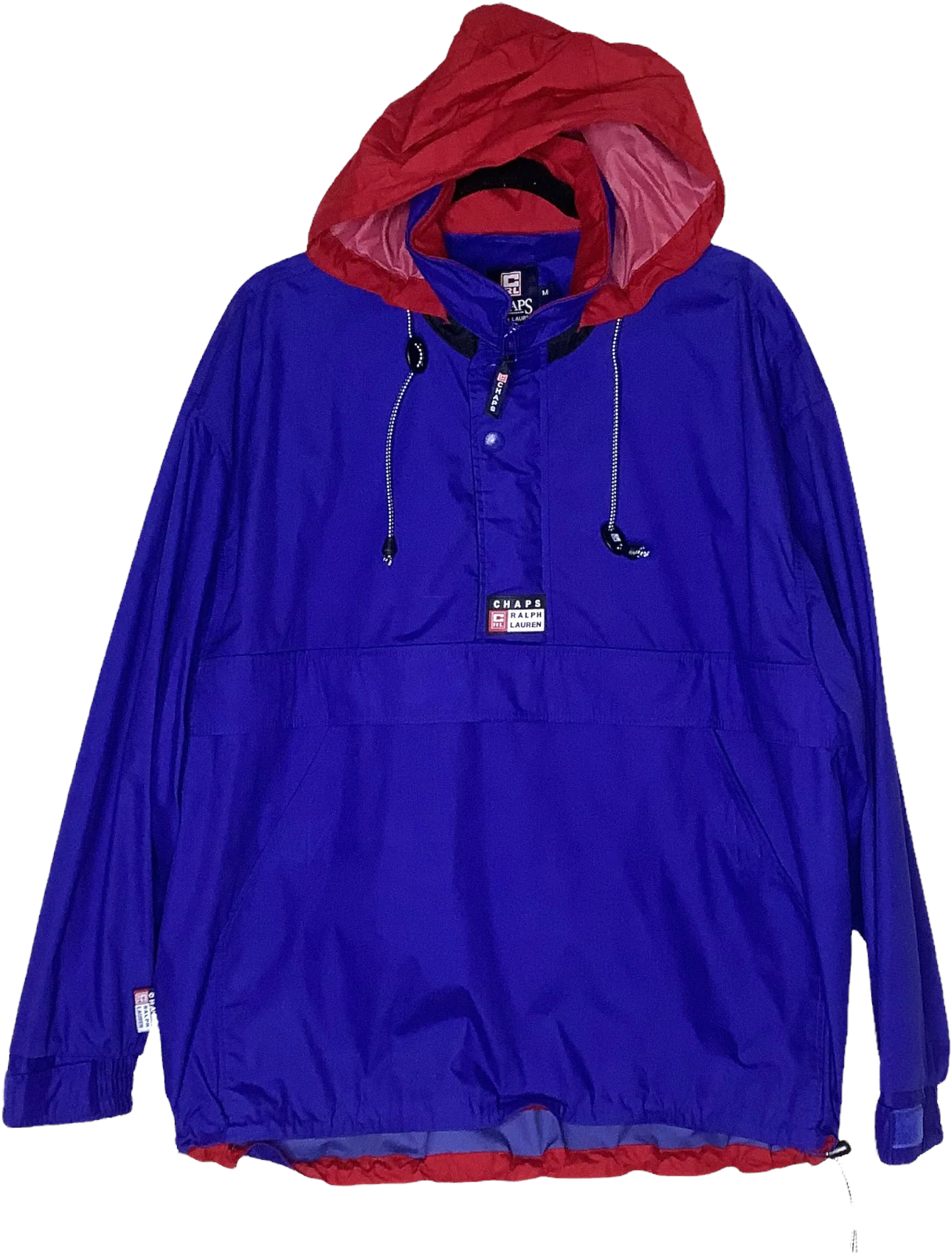 Vintage Jacket Navy Red Medium 90s Anorak Windbreaker Hooded by Chaps Ralph Lauren