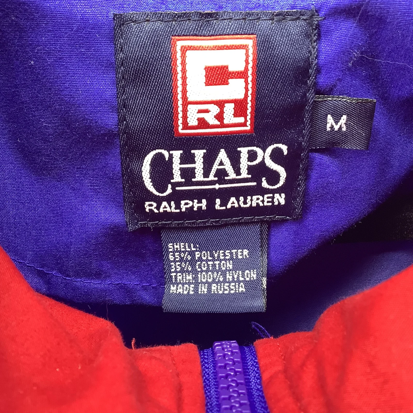Vintage Jacket Navy Red Medium 90s Anorak Windbreaker Hooded by Chaps Ralph Lauren - Image 12