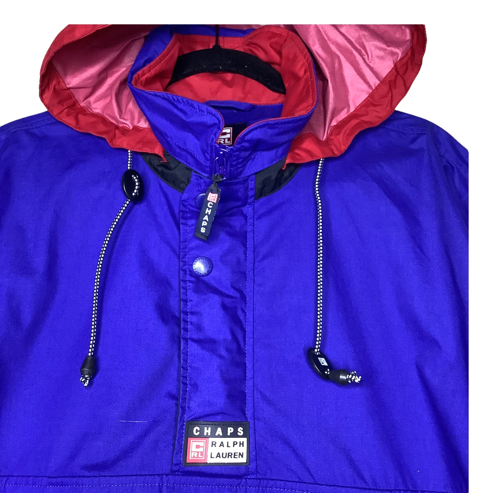Vintage Jacket Navy Red Medium 90s Anorak Windbreaker Hooded by Chaps Ralph Lauren - Image 5