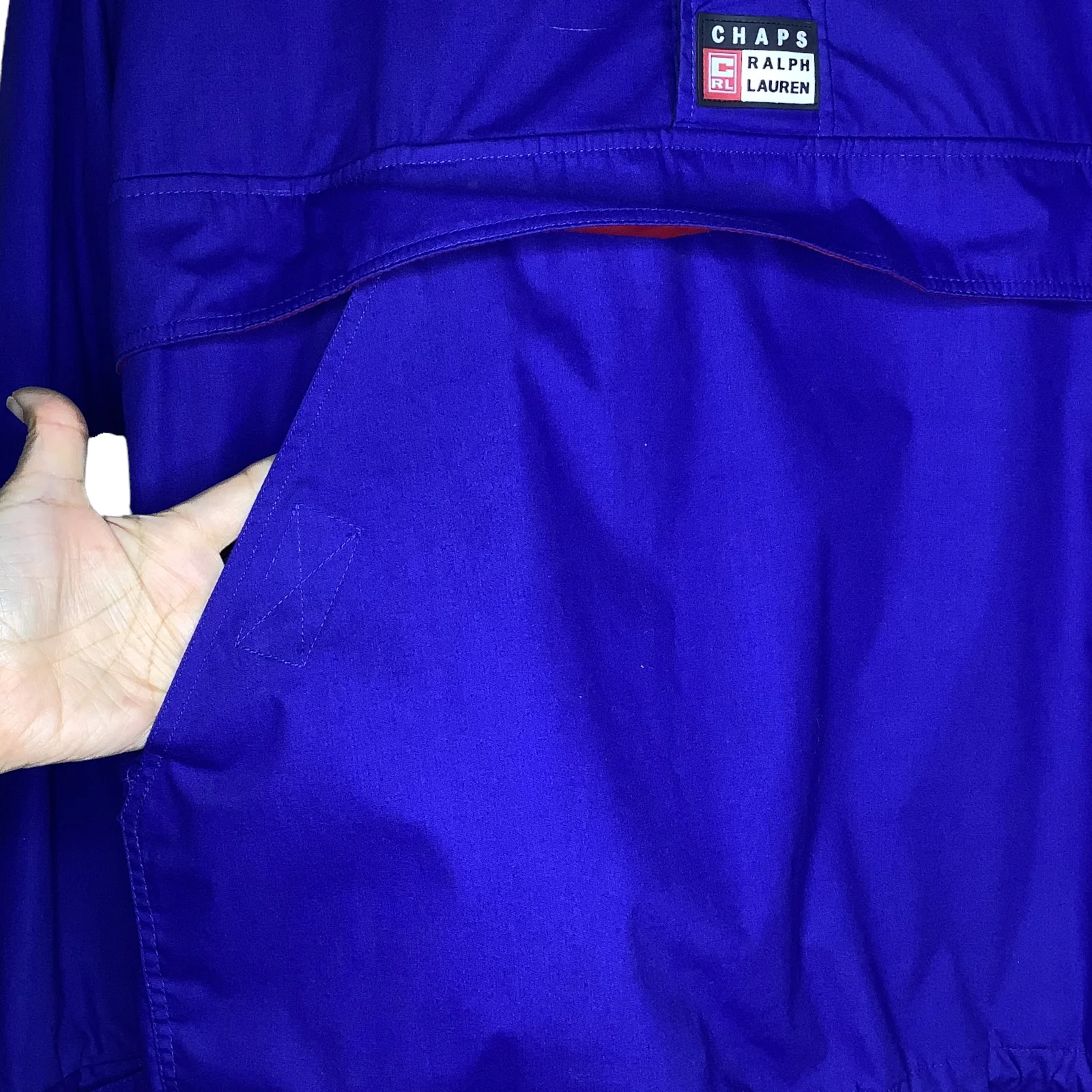 Vintage Jacket Navy Red Medium 90s Anorak Windbreaker Hooded by Chaps Ralph Lauren - Image 7
