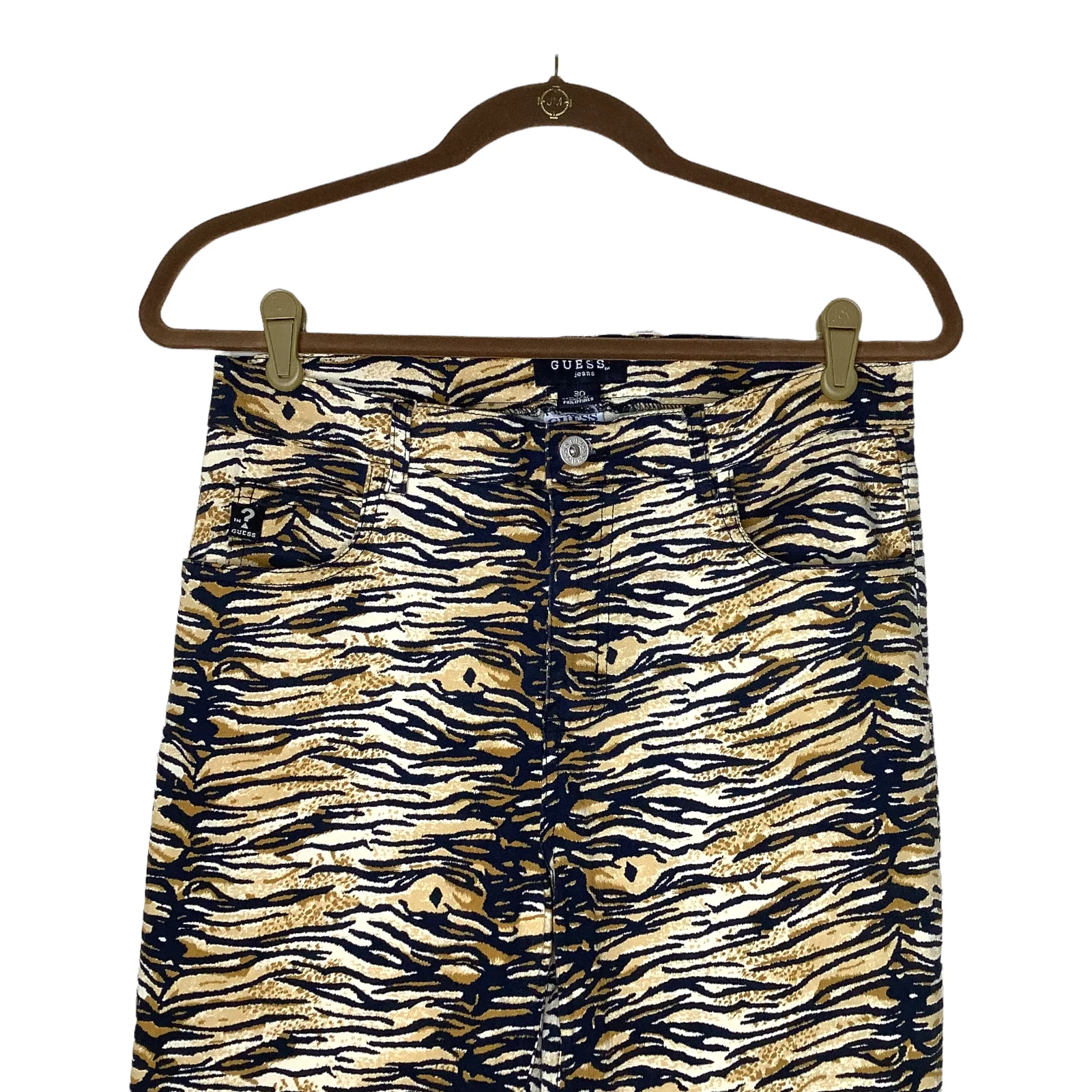 Vintage Jeans 80s 90s Animal Print Tiger High Waisted Rise Rock Logo 30x31 by Guess - Image 6