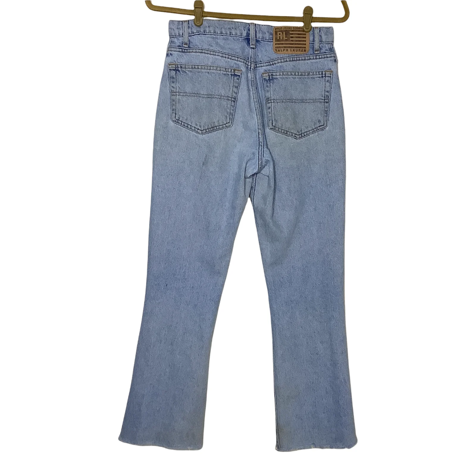 Vintage Jeans 90s 00s Slim Flare Cut Off Raw Hem Dirt Patina by Polo Ralph Lauren - Image 2