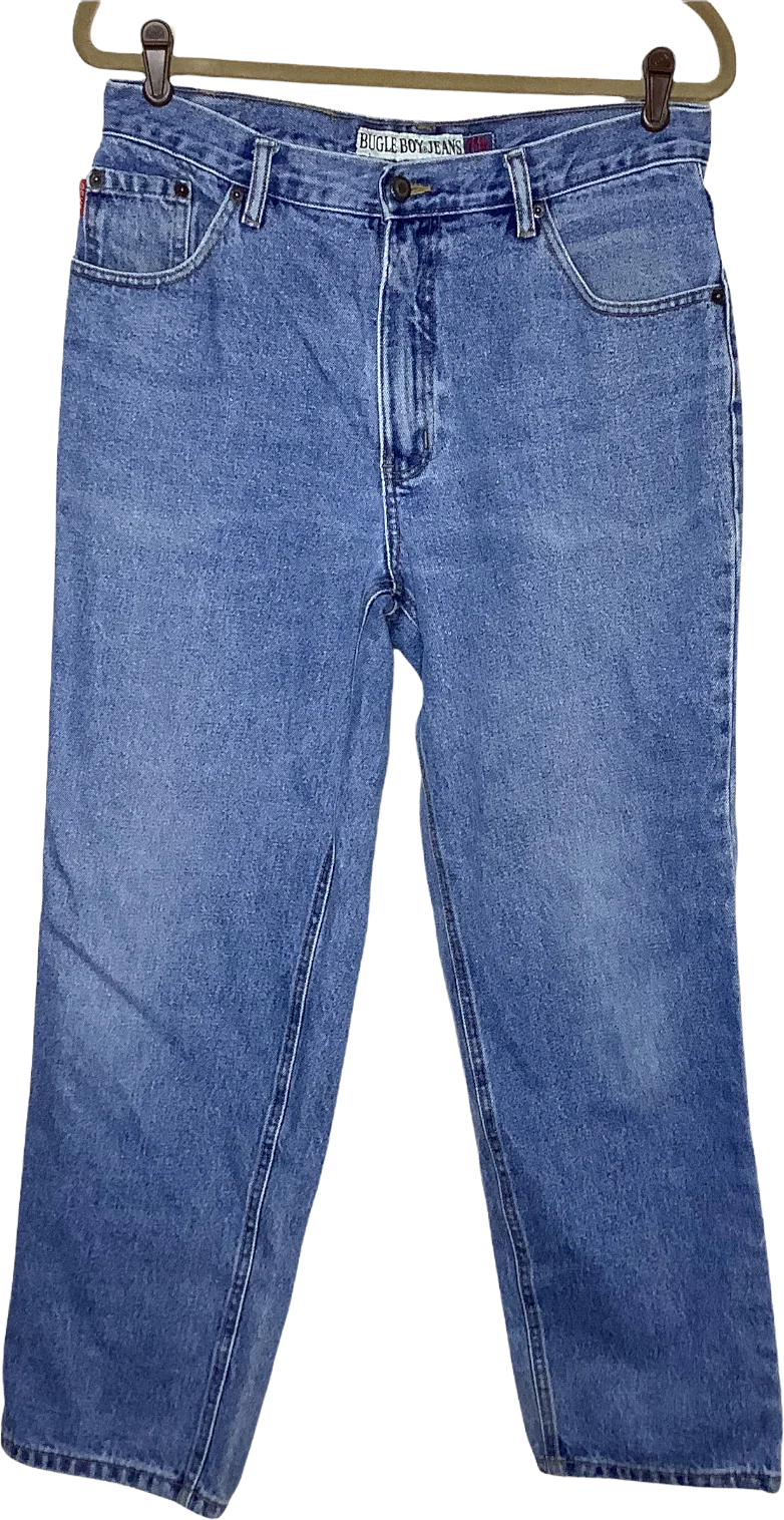 Vintage Jeans 90s Relaxed Leg Easy Fit 750 High Rise 33x28 Unisex Blue by Bugle Boy