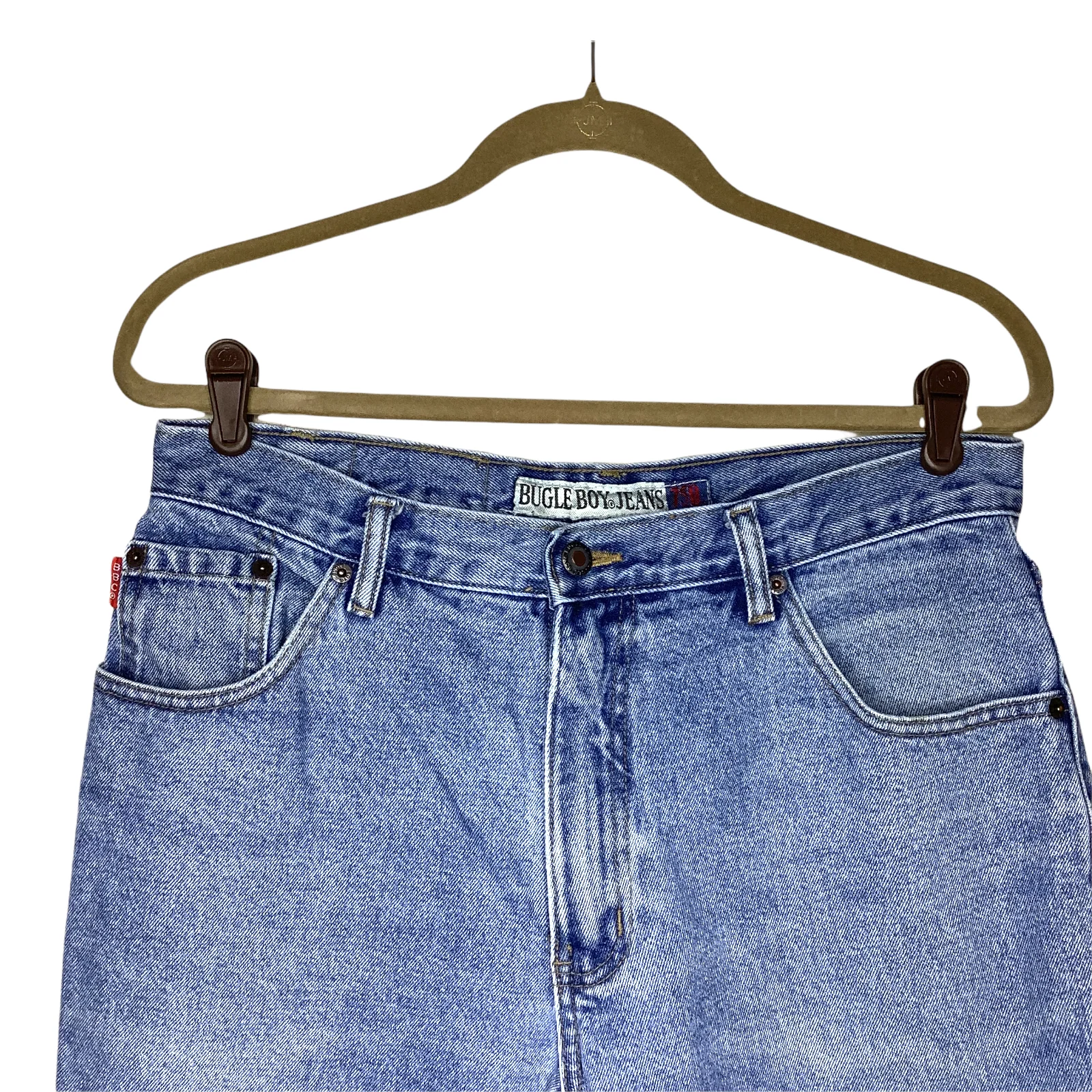 Vintage Jeans 90s Relaxed Leg Easy Fit 750 High Rise 33x28 Unisex Blue by Bugle Boy - Image 6