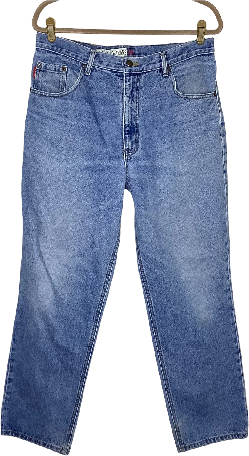 Vintage Jeans 90s Relaxed Leg Easy Fit 750 High Rise 34x29 Unisex Blue by Bugle Boy