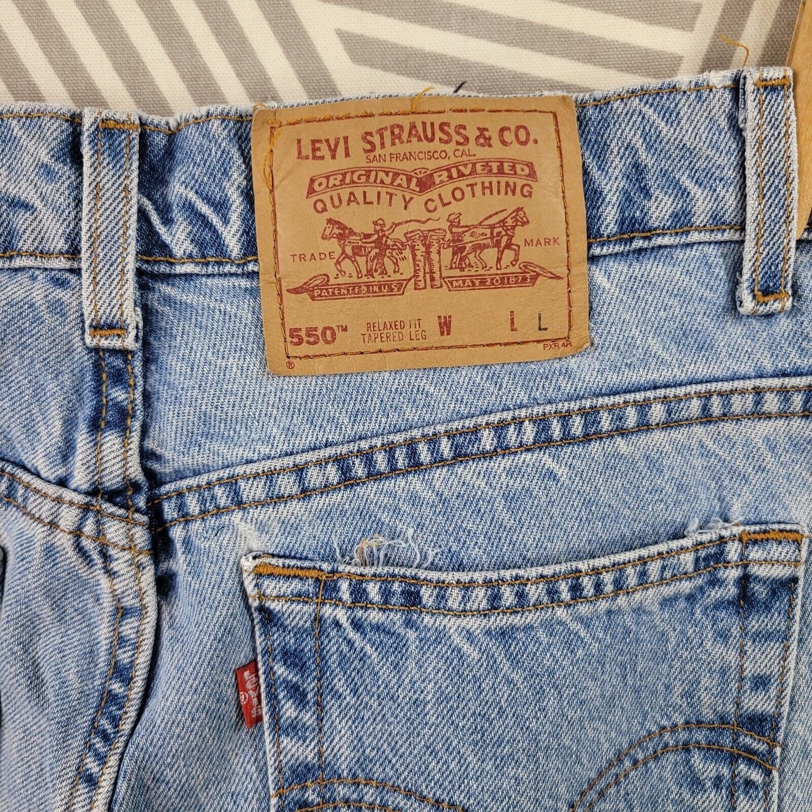Vintage Jeans Size 11 Long 30" Denim Pants Red Tab 550 Relaxed Tapered by Levis - Image 5
