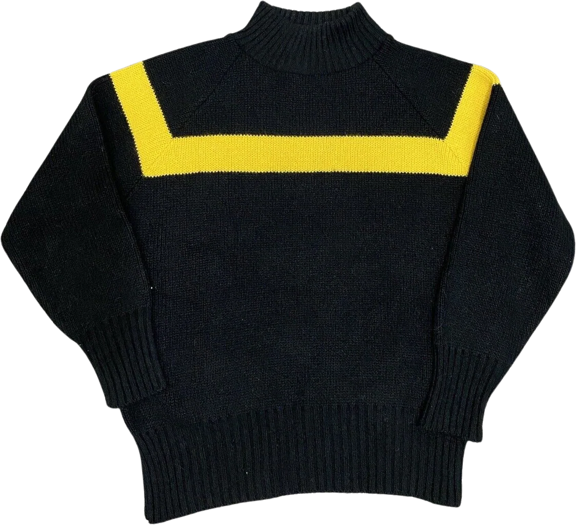 Vintage John Deere Sweater Acrylic Knit Stripe 80s Medium Mock Neck by John Deere