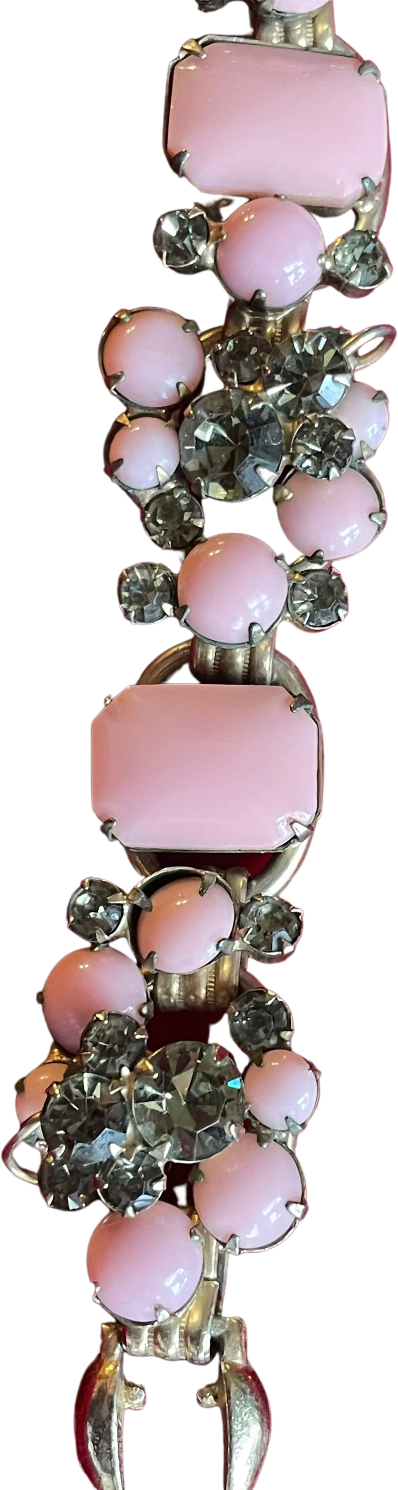 Vintage Juliana Pink and Smoked Rhinestone Bracelet 5 Link High End Designer Jewelry Glam by Delizza And Elster