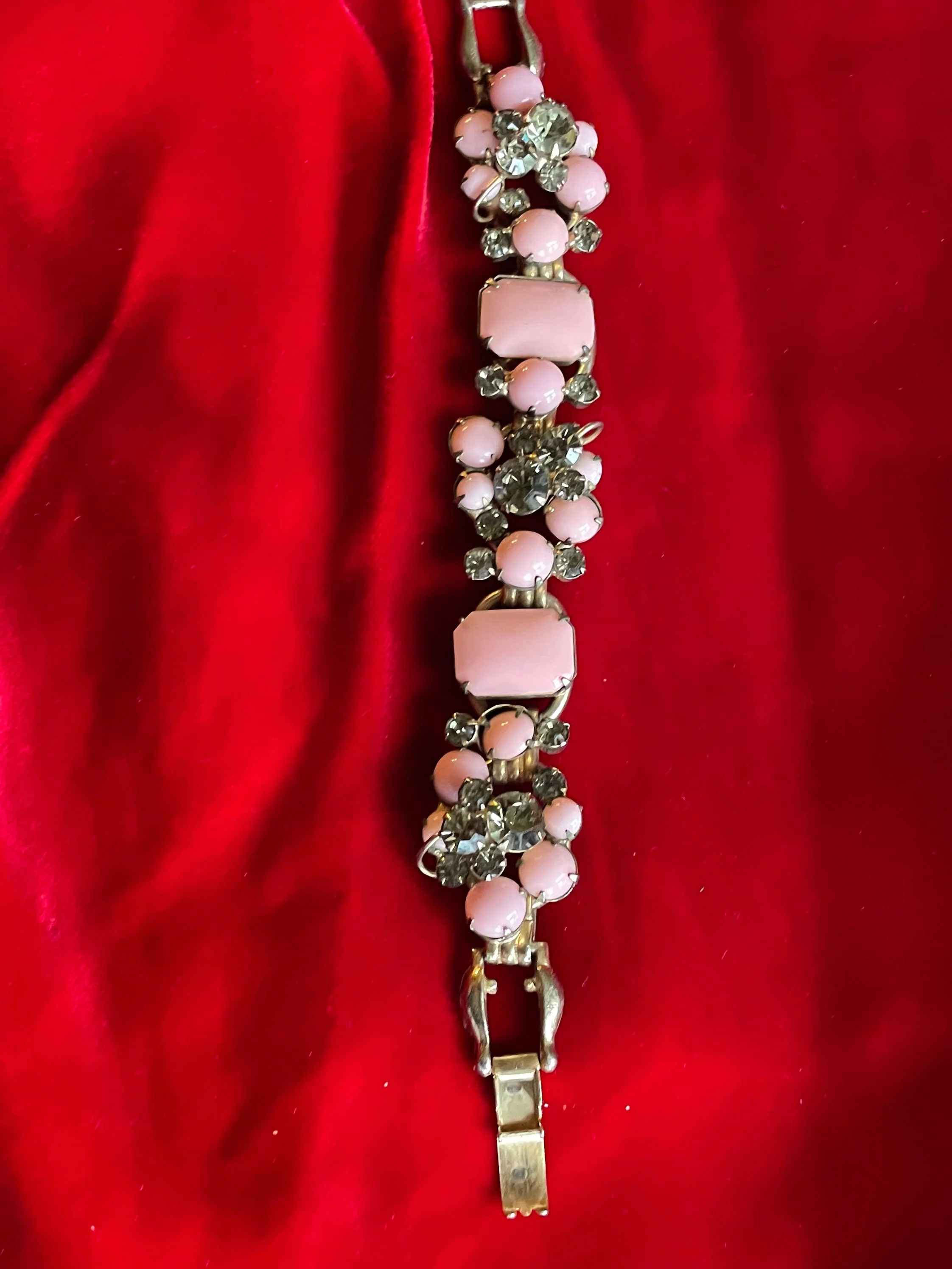 Vintage Juliana Pink and Smoked Rhinestone Bracelet 5 Link High End Designer Jewelry Glam by Delizza And Elster - Image 2