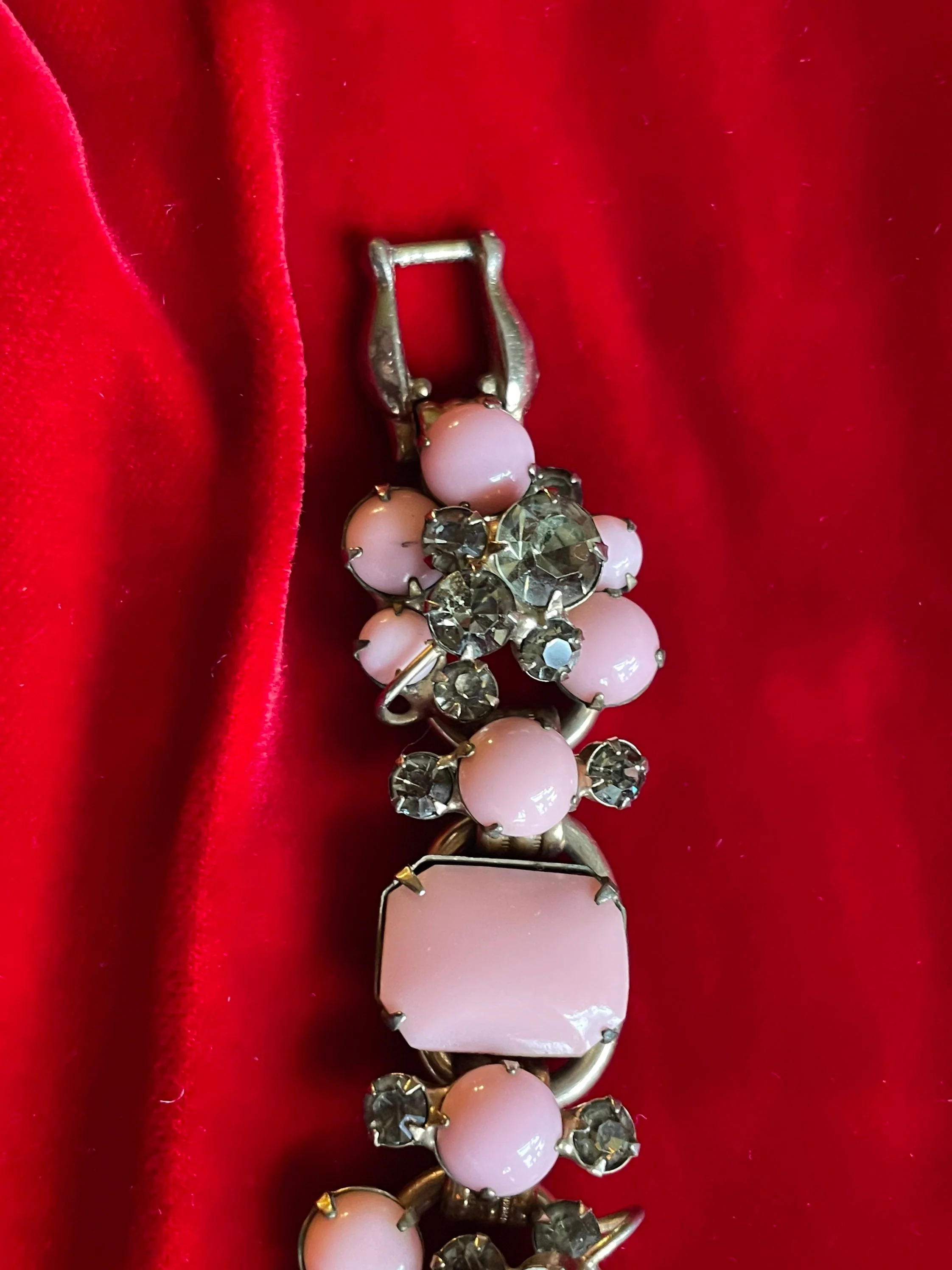 Vintage Juliana Pink and Smoked Rhinestone Bracelet 5 Link High End Designer Jewelry Glam by Delizza And Elster - Image 3