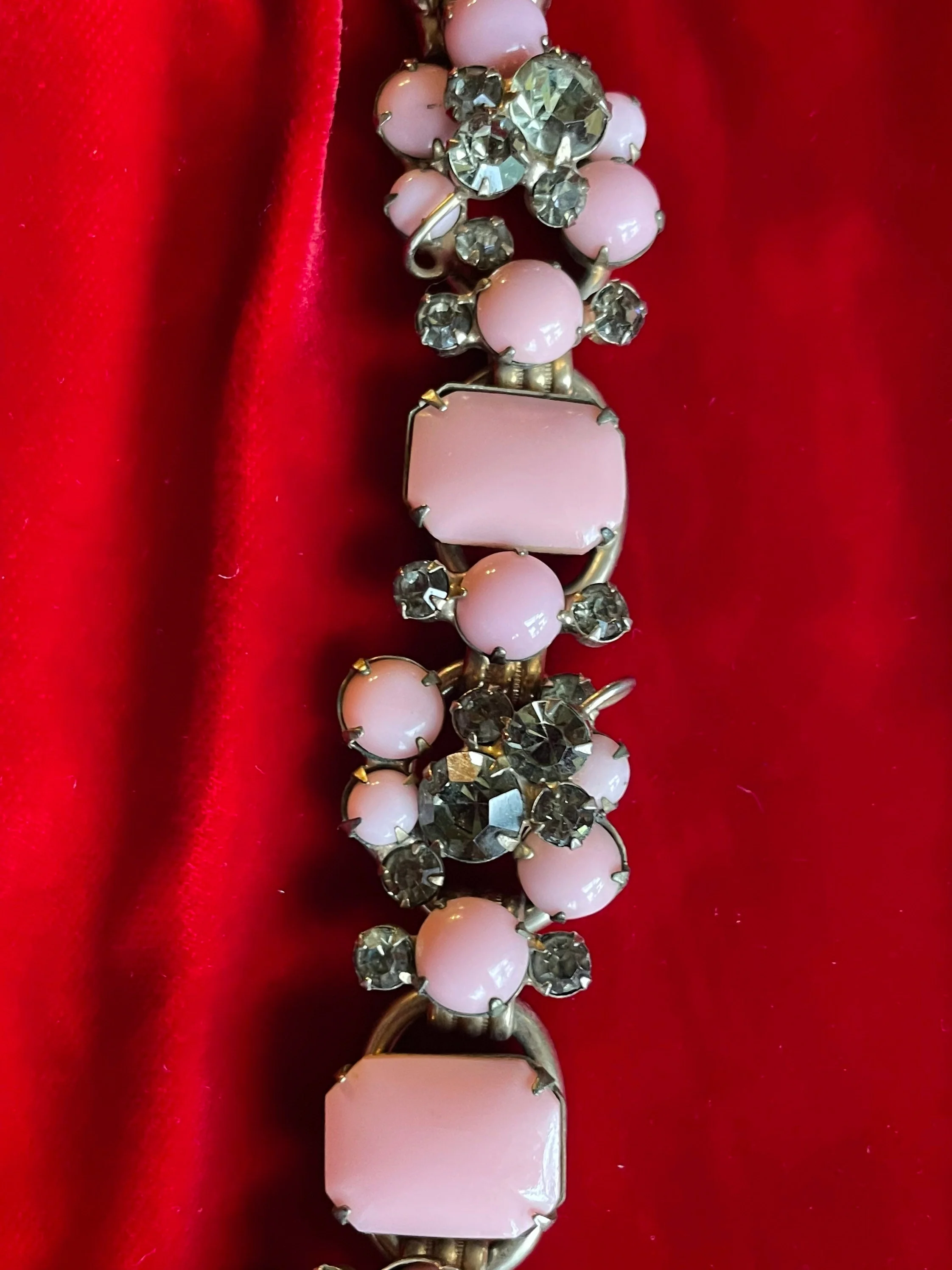 Vintage Juliana Pink and Smoked Rhinestone Bracelet 5 Link High End Designer Jewelry Glam by Delizza And Elster - Image 4