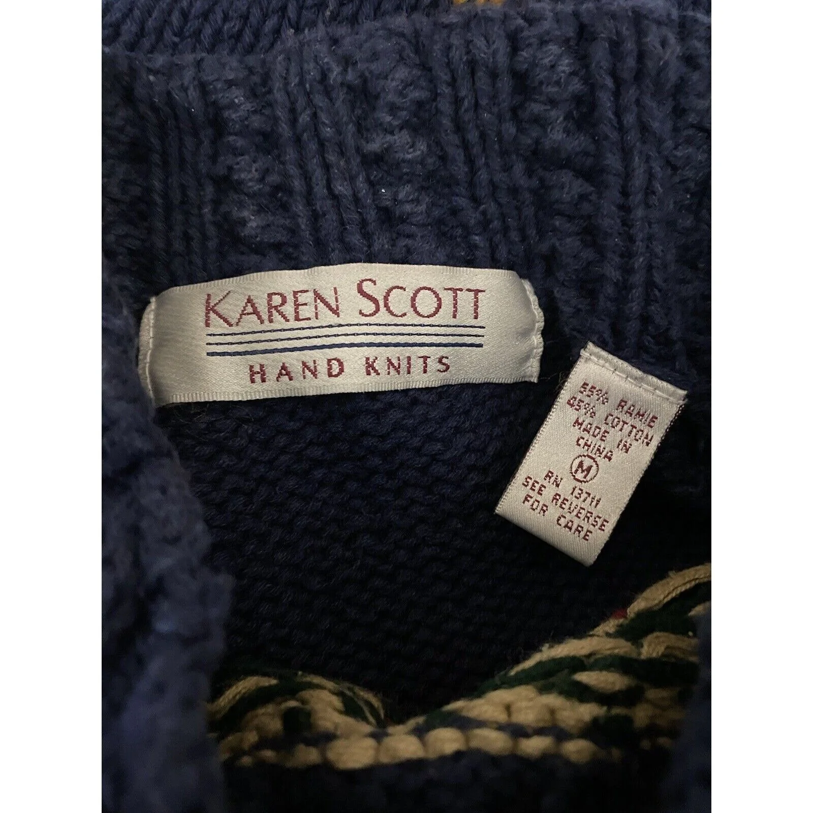 Vintage Karen Scott Textured Sweater Christmas Dove Ugly Loud 90s Hand Knit M by  Karen Scott - Image 5