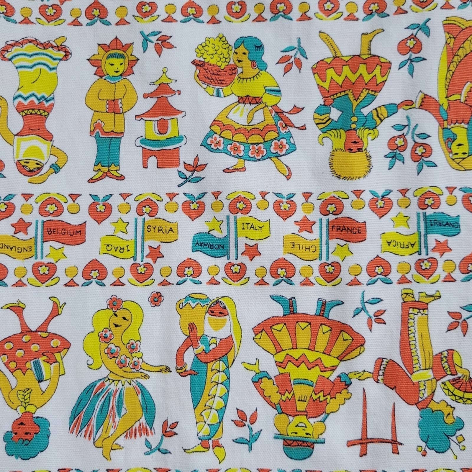 Vintage Kitschy People of The World Fabric - Image 4