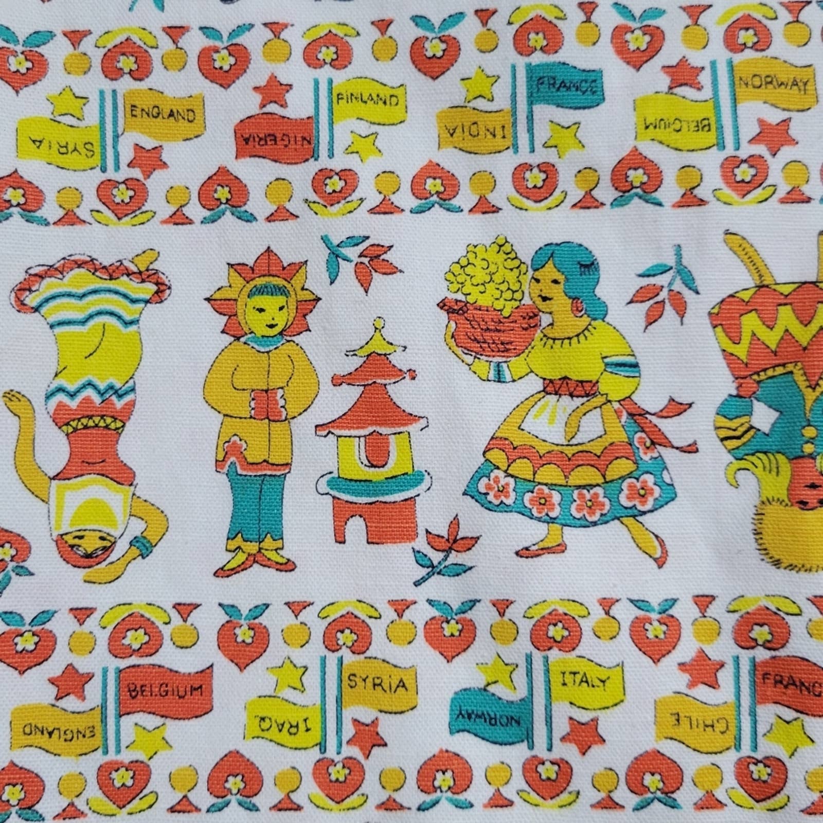 Vintage Kitschy People of The World Fabric - Image 5