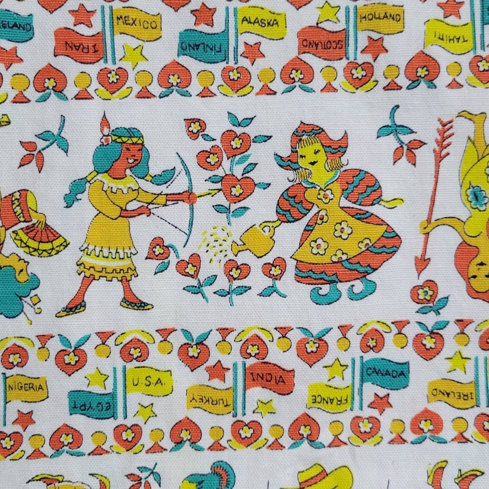 Vintage Kitschy People of The World Fabric - Image 6