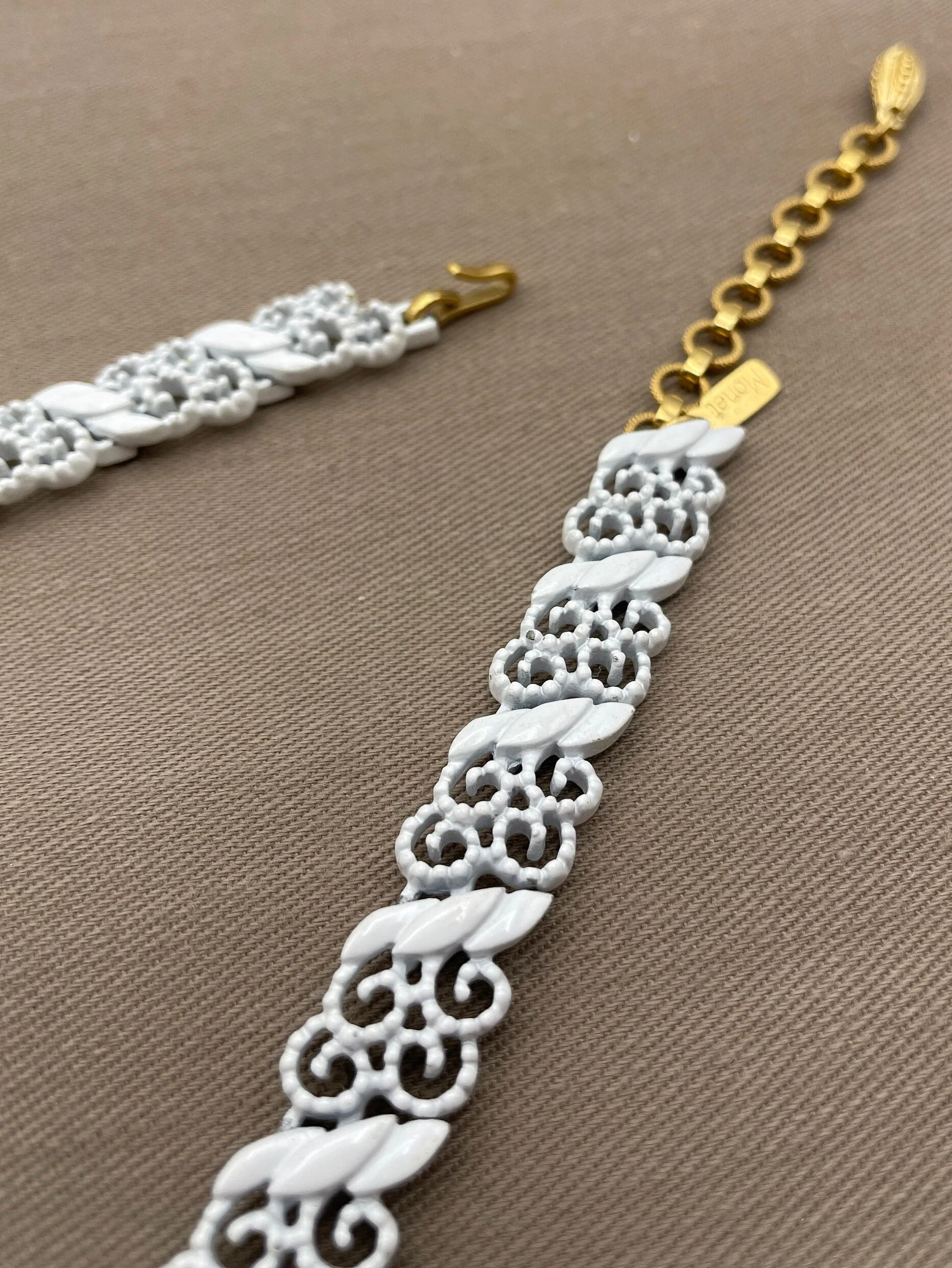 Vintage Lace Filigree Statement Choker Necklace by Monet - Image 6
