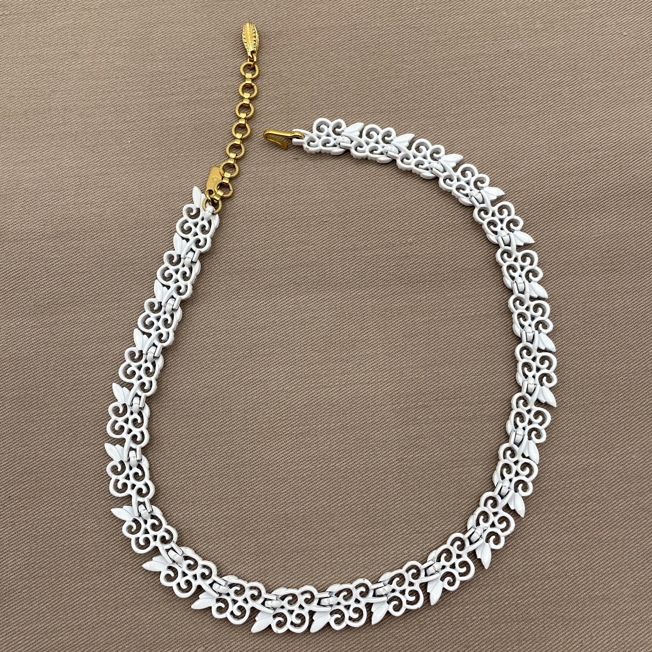 Vintage Lace Filigree Statement Choker Necklace by Monet - Image 7