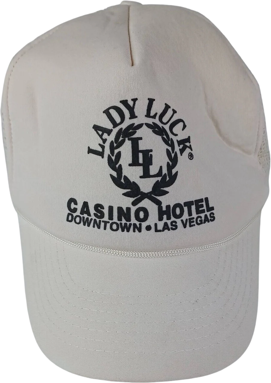 Vintage Lady Luck Casino Hotel Las Vegas Hat Cap Trucker Foam Mesh by Snap-Back