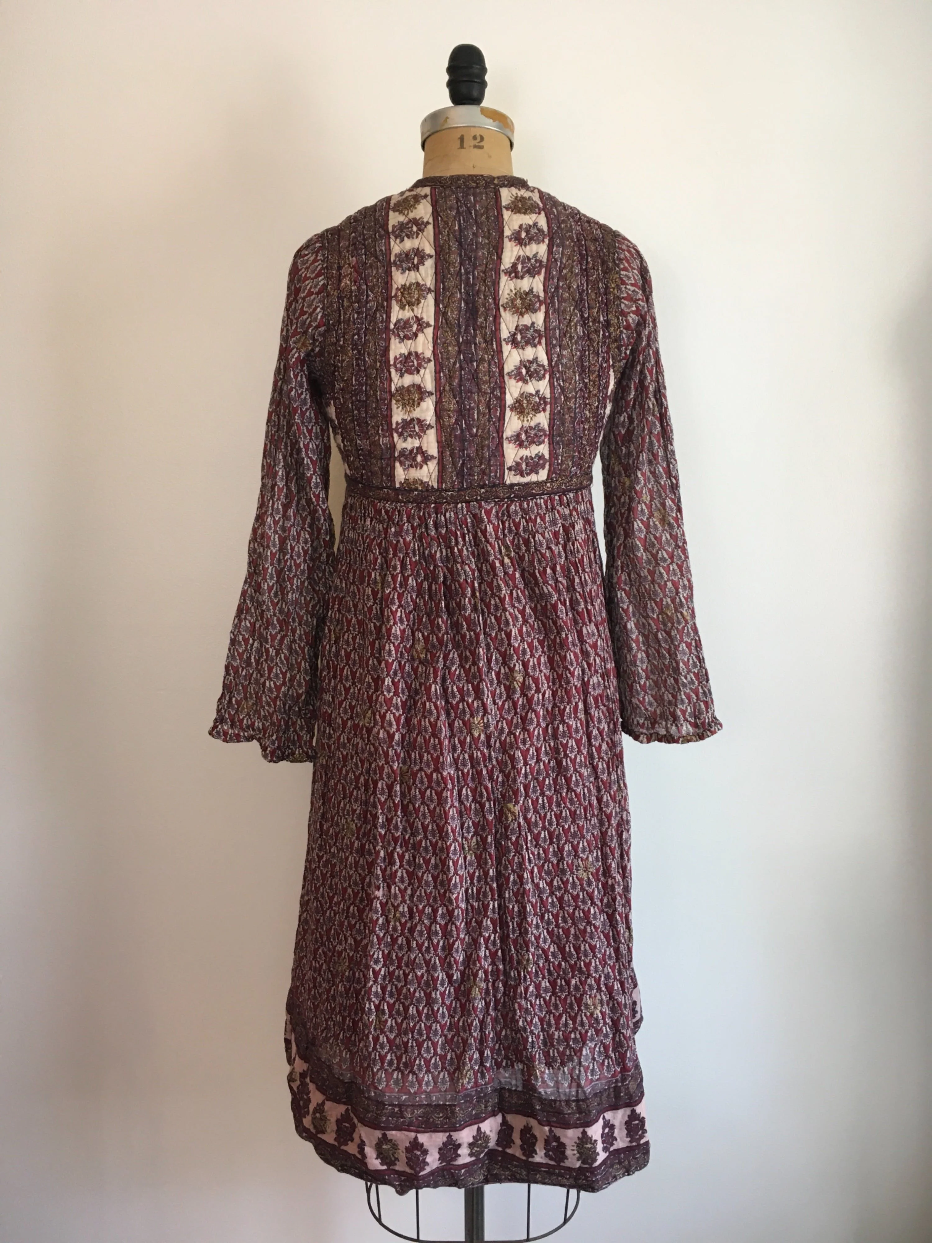 70's Quilted Floral Print Gauze Dress by Lady Tara - Image 2