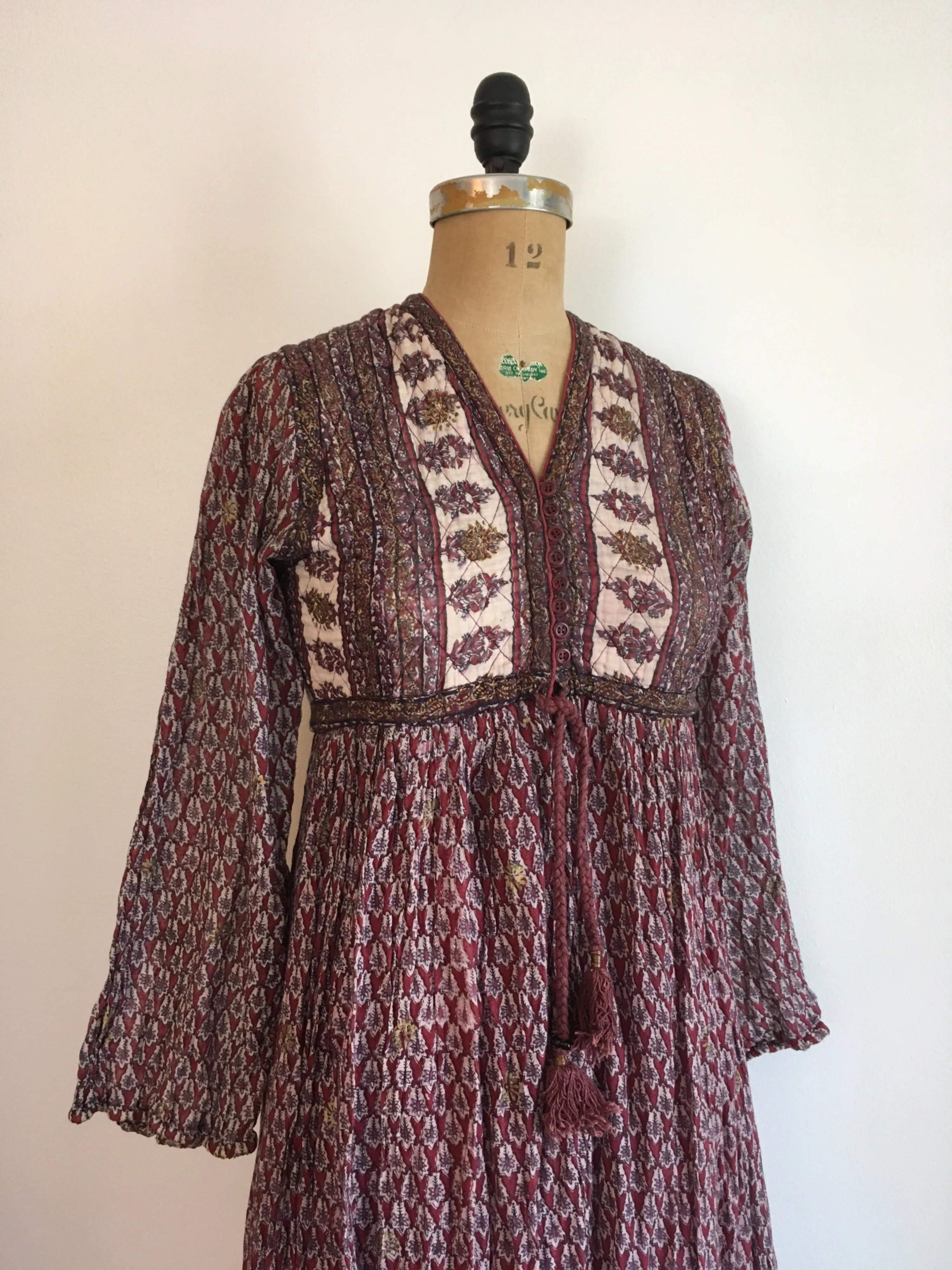 70's Quilted Floral Print Gauze Dress by Lady Tara - Image 3