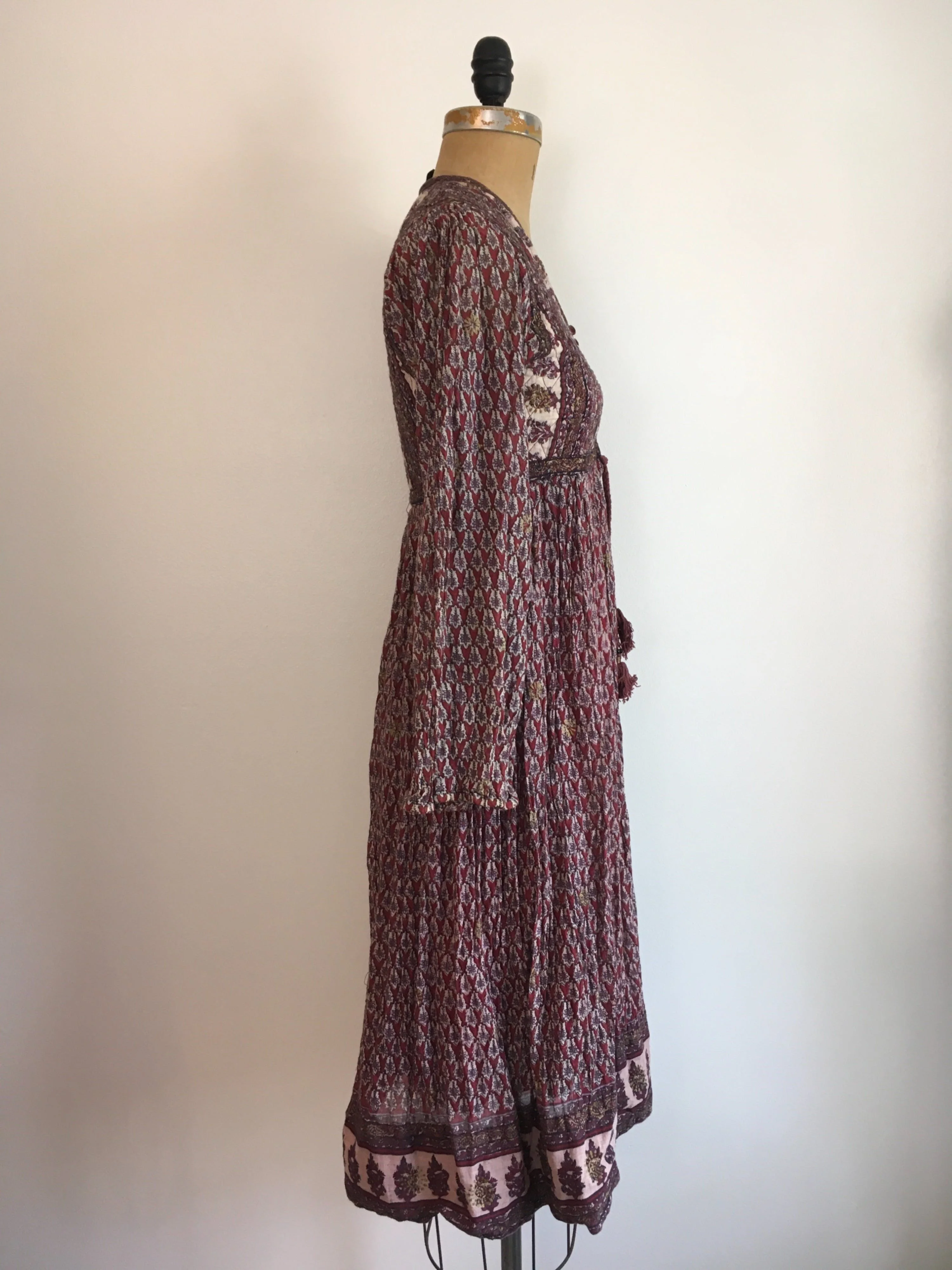70's Quilted Floral Print Gauze Dress by Lady Tara - Image 4