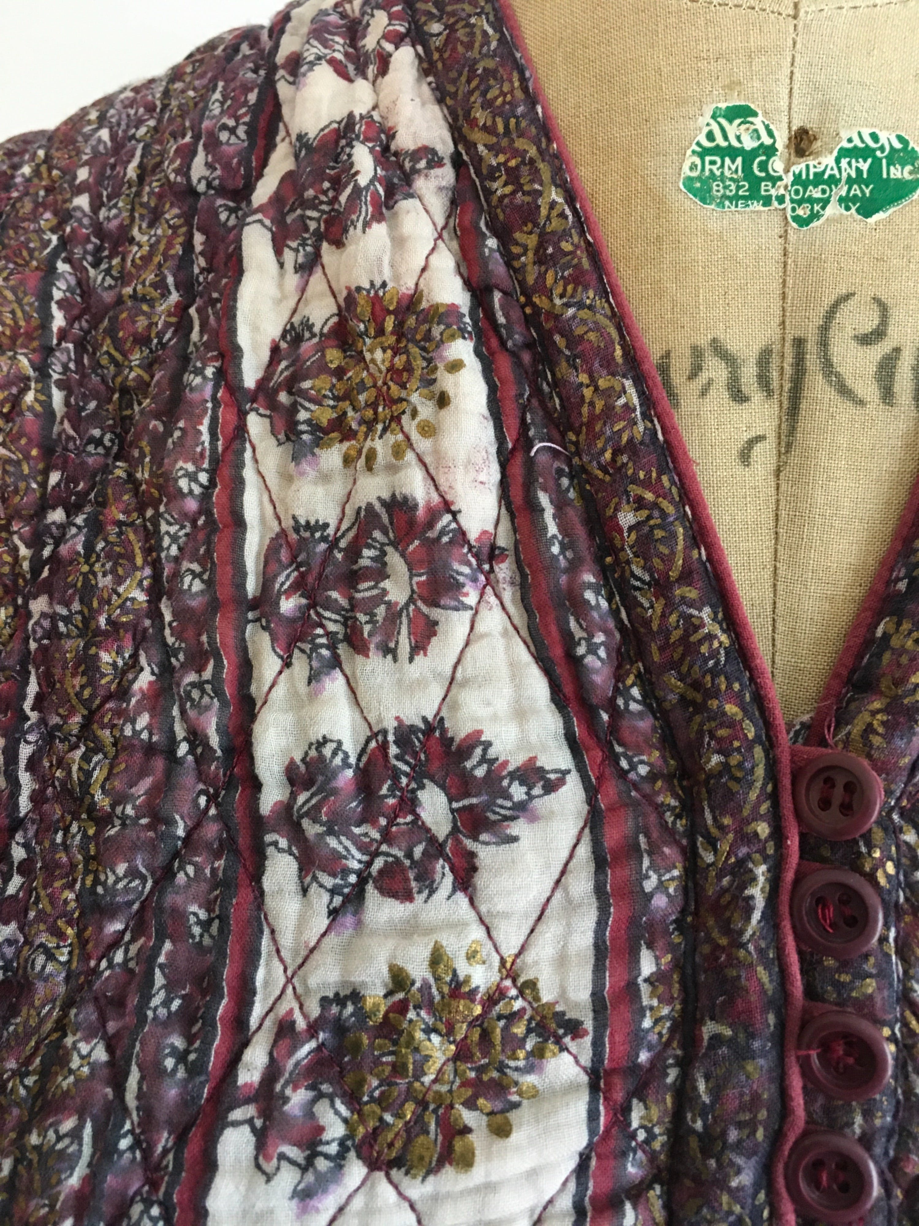 70's Quilted Floral Print Gauze Dress by Lady Tara - Image 5