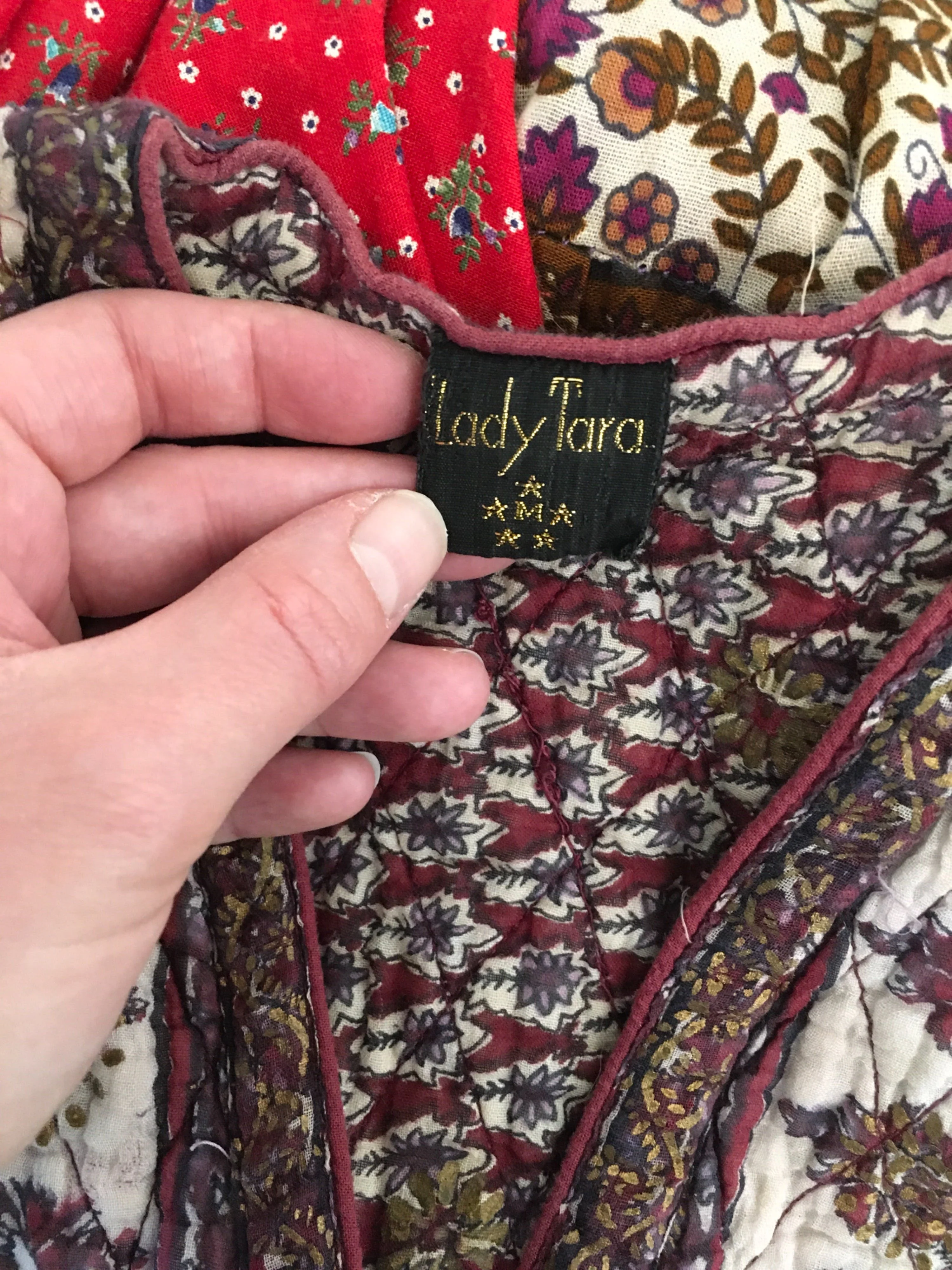 70's Quilted Floral Print Gauze Dress by Lady Tara - Image 9
