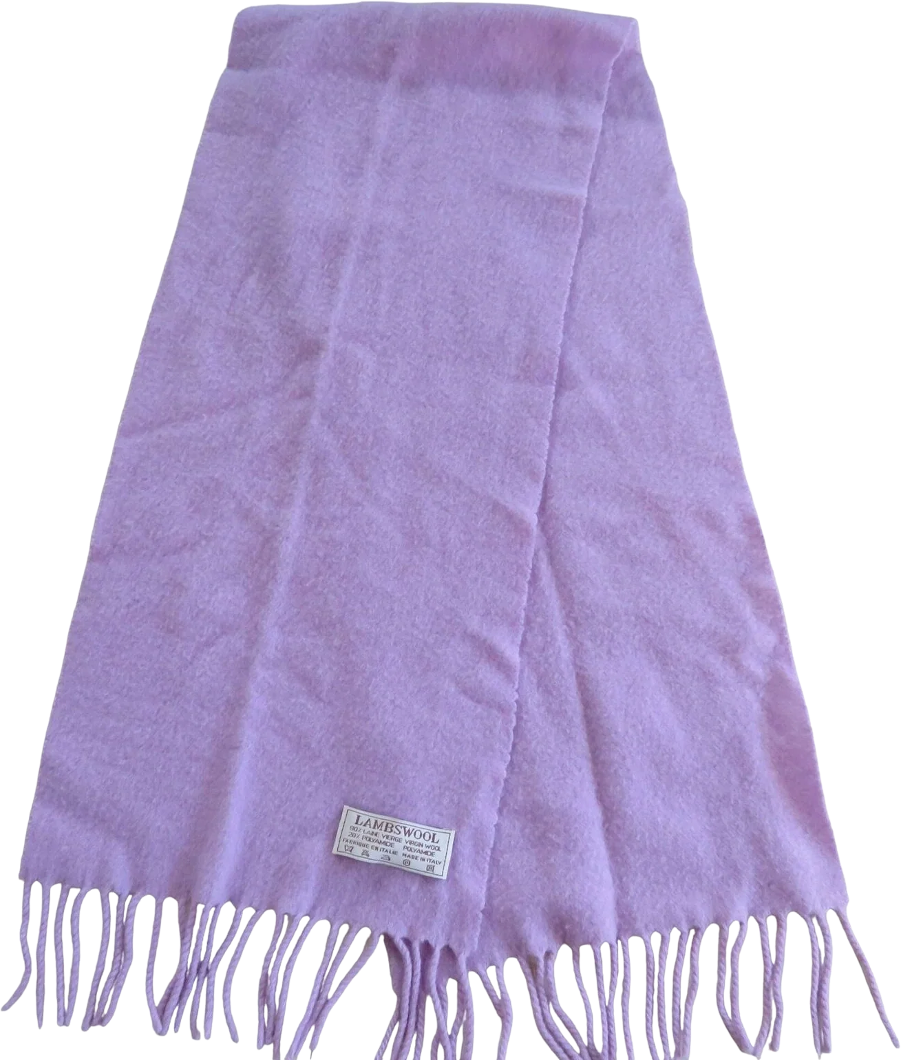 Vintage Lambswool Scarf Lavender Fringe Made In Italy 48 X 10