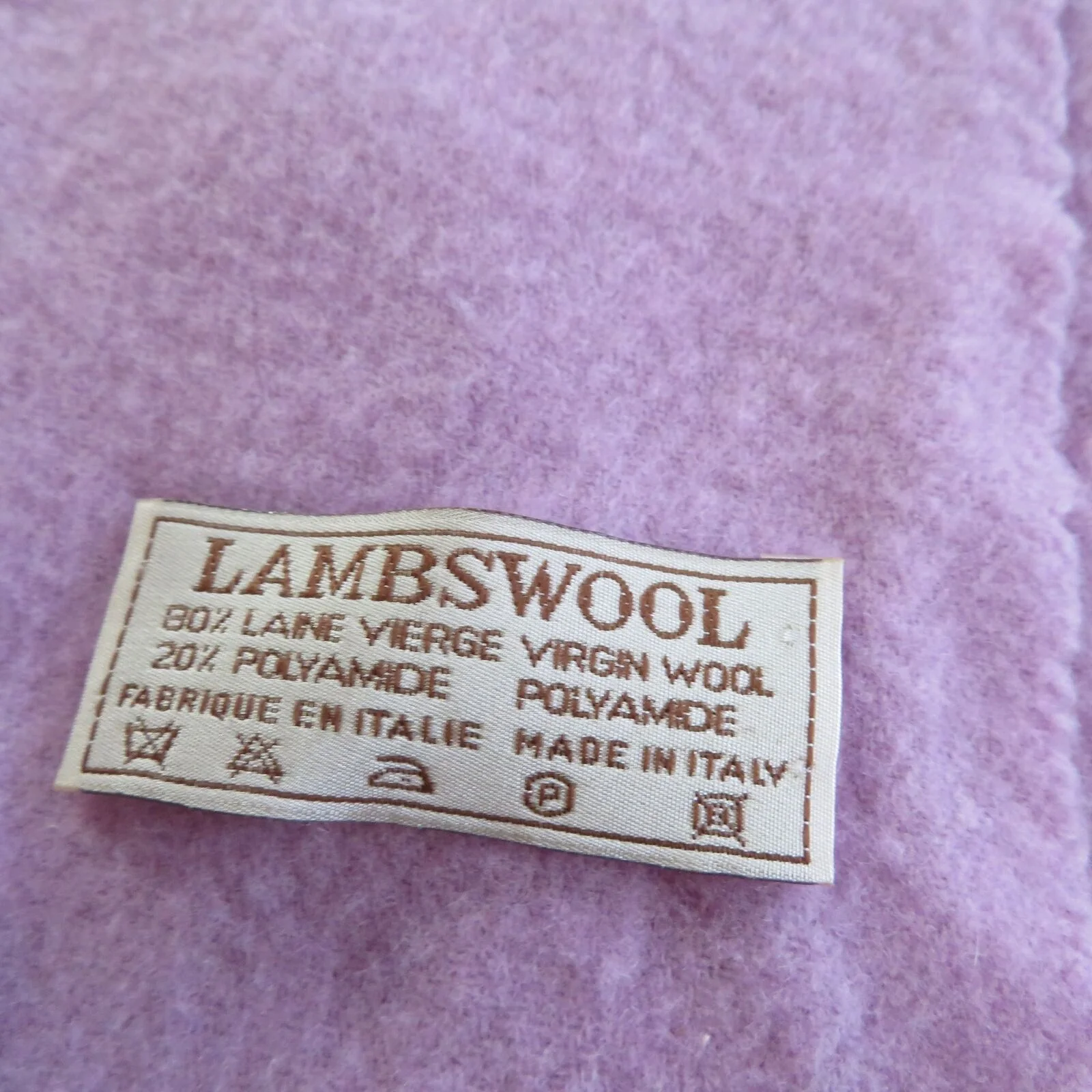 Vintage Lambswool Scarf Lavender Fringe Made In Italy 48 X 10 - Image 5
