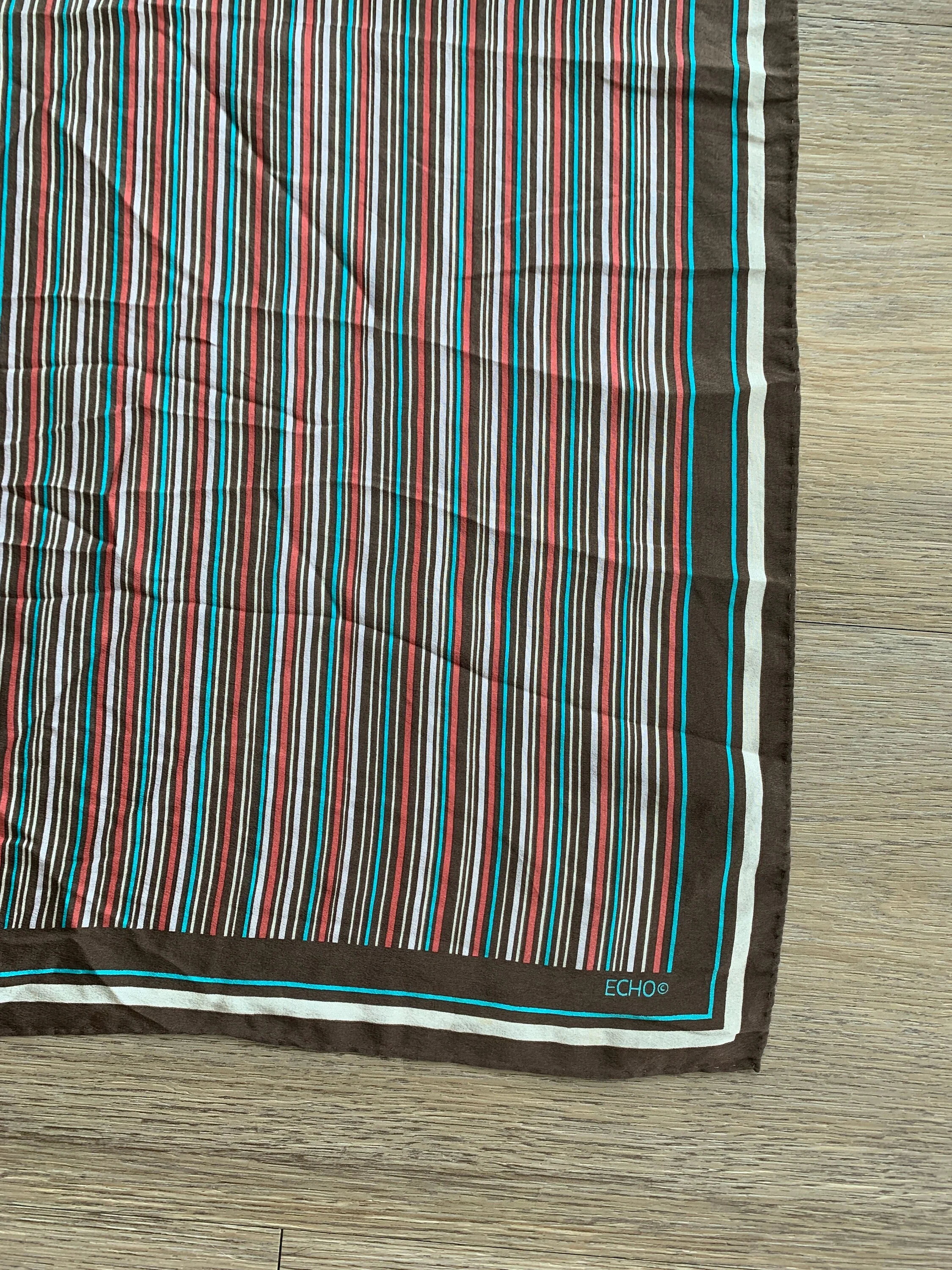 Vintage Large Abstract Striped 100% Silk Scarf by Echo - Image 2