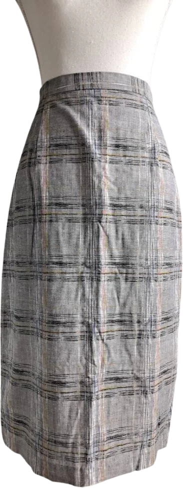 70s/80s Vintage Gray Plaid High Waist Skirt