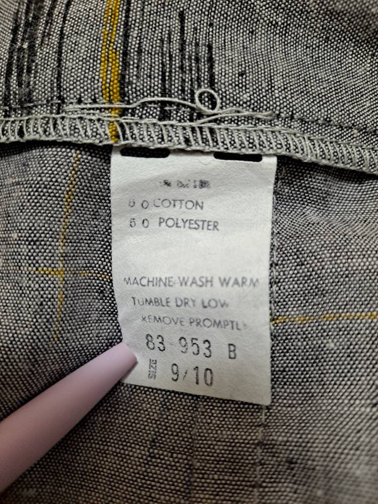 70s/80s Vintage Gray Plaid High Waist Skirt - Image 8