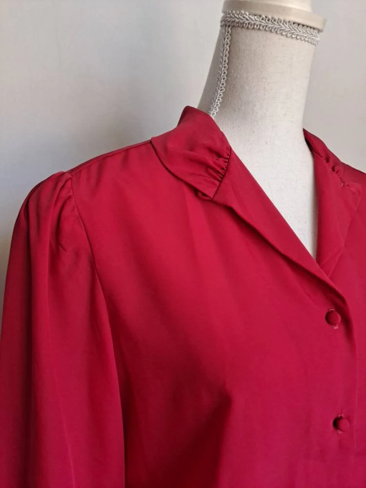 70s Red Peter Pan Collar Blouse By Ship'n Shore - Image 3