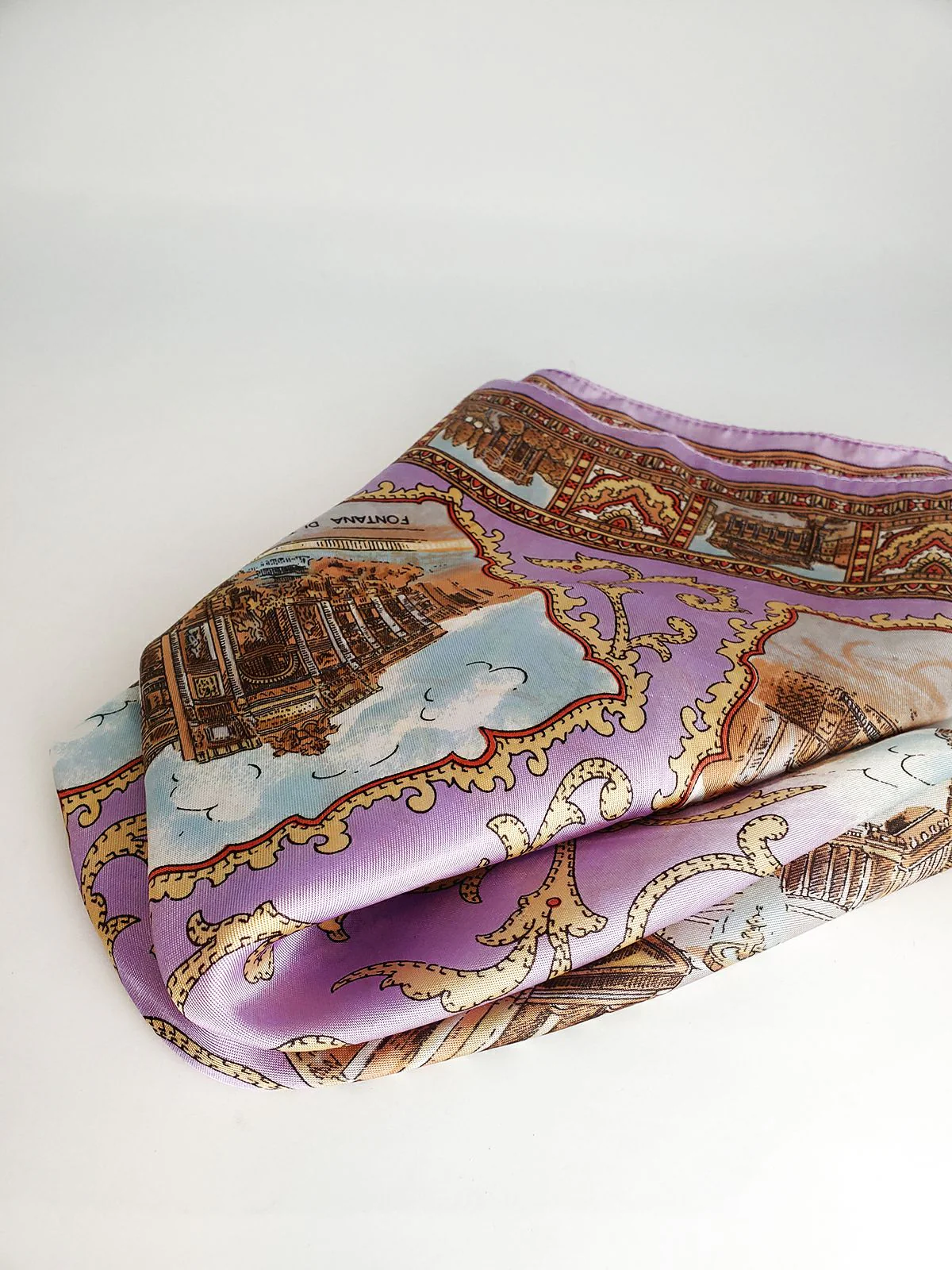 Vintage Lavender and Gray Vatican Cityscape Square Scarf - Image 3
