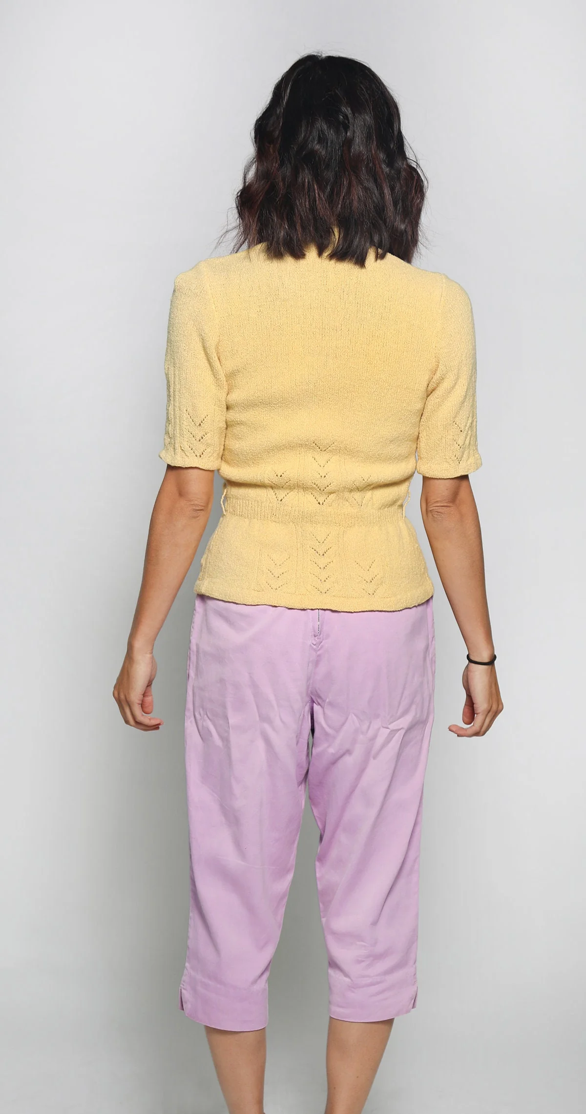 Vintage Lavender Clam Diggers 60s Purple Cotton Pedal Pushers Skinny Fitted Capri Cigarette Pants 24 Inch Waist Small - Image 2