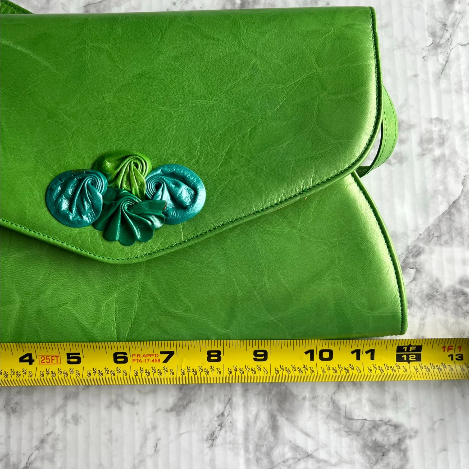 Vintage Leather Convertible Purse With Flower By Adrienne - Image 7