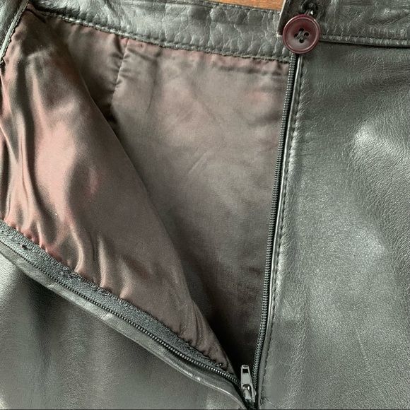 Vintage Leather Skirt Black Bp Brass Plum Small Short Pencil by Nordstrom - Image 3