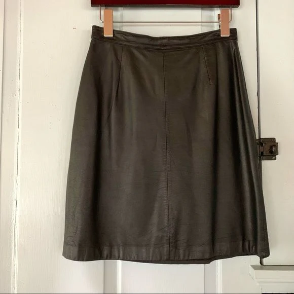 Vintage Leather Skirt Black Bp Brass Plum Small Short Pencil by Nordstrom - Image 5