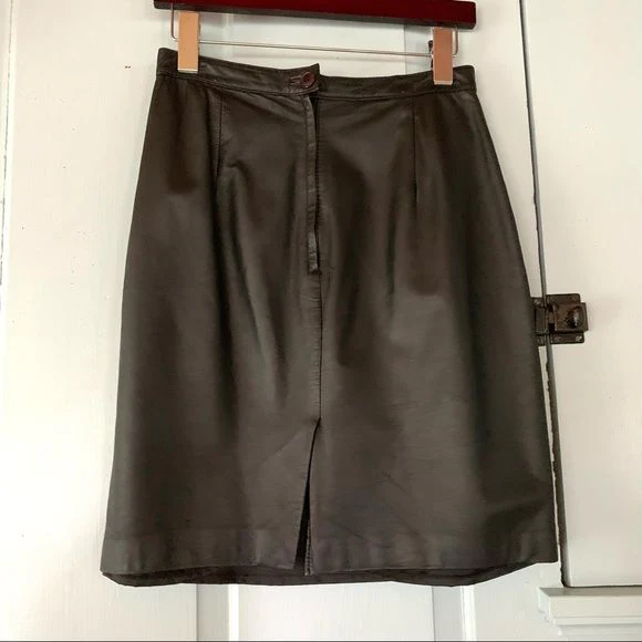 Vintage Leather Skirt Black Bp Brass Plum Small Short Pencil by Nordstrom - Image 6