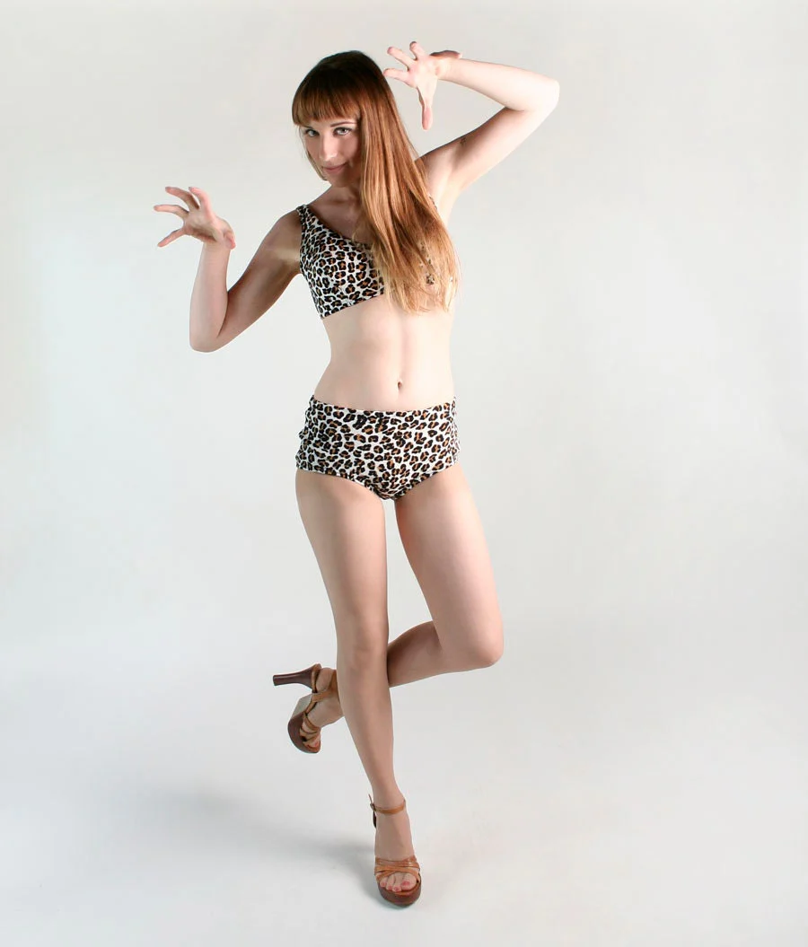 Vintage Leopard Bikini Wild Safari Animal Print Novelty Swim Suit by Susan Of California Swim Wear - Image 3