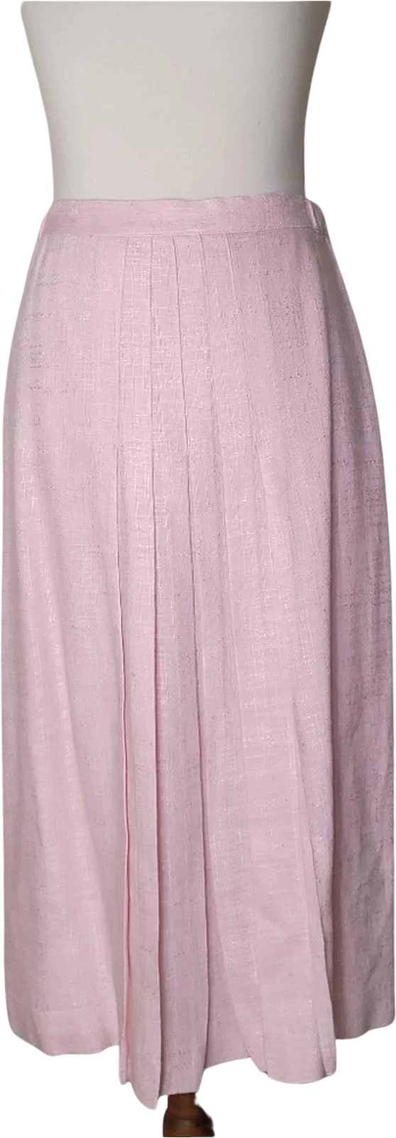Vintage Light Pink Textured Pleated A-Line Skirt - Size Small