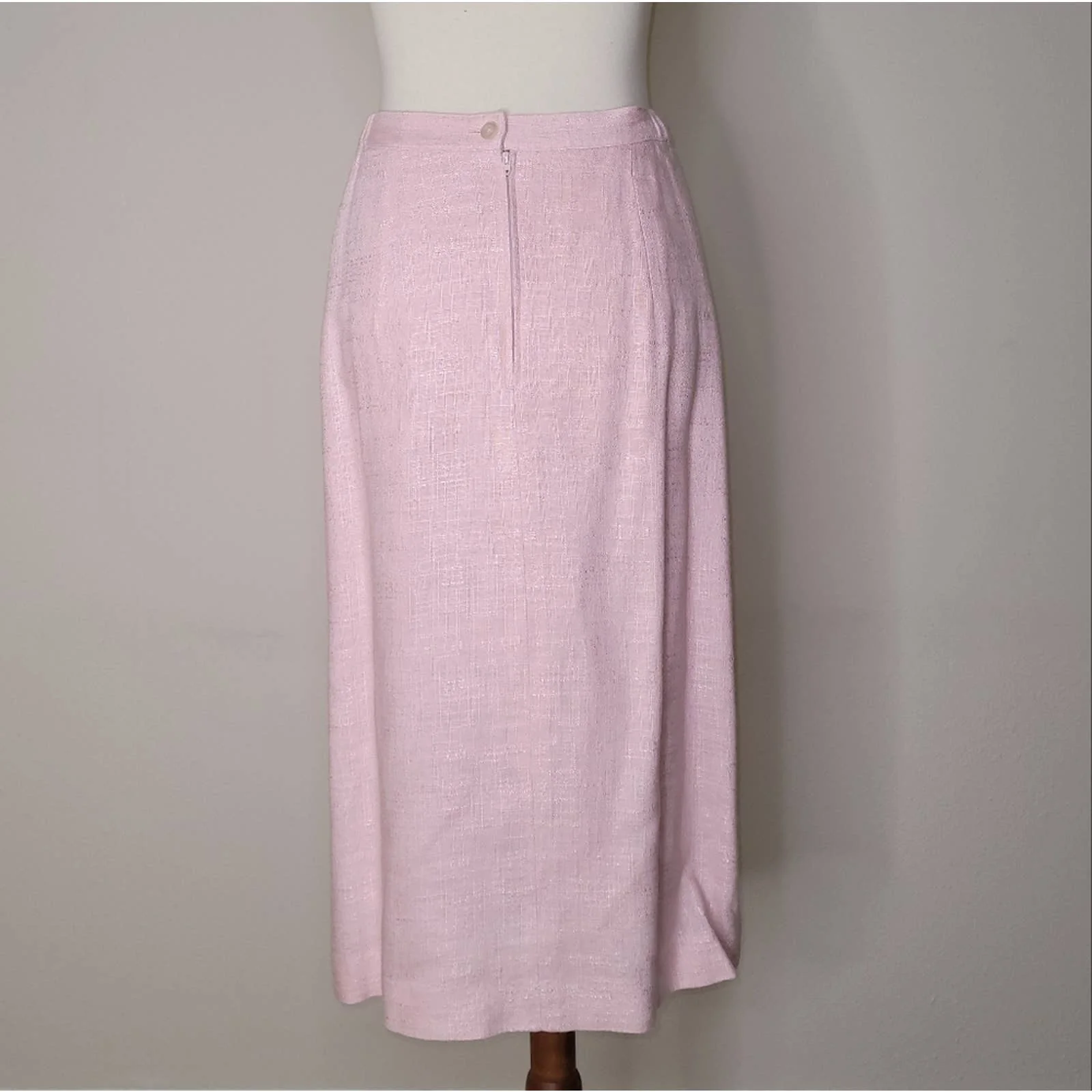 Vintage Light Pink Textured Pleated A-Line Skirt - Size Small - Image 2