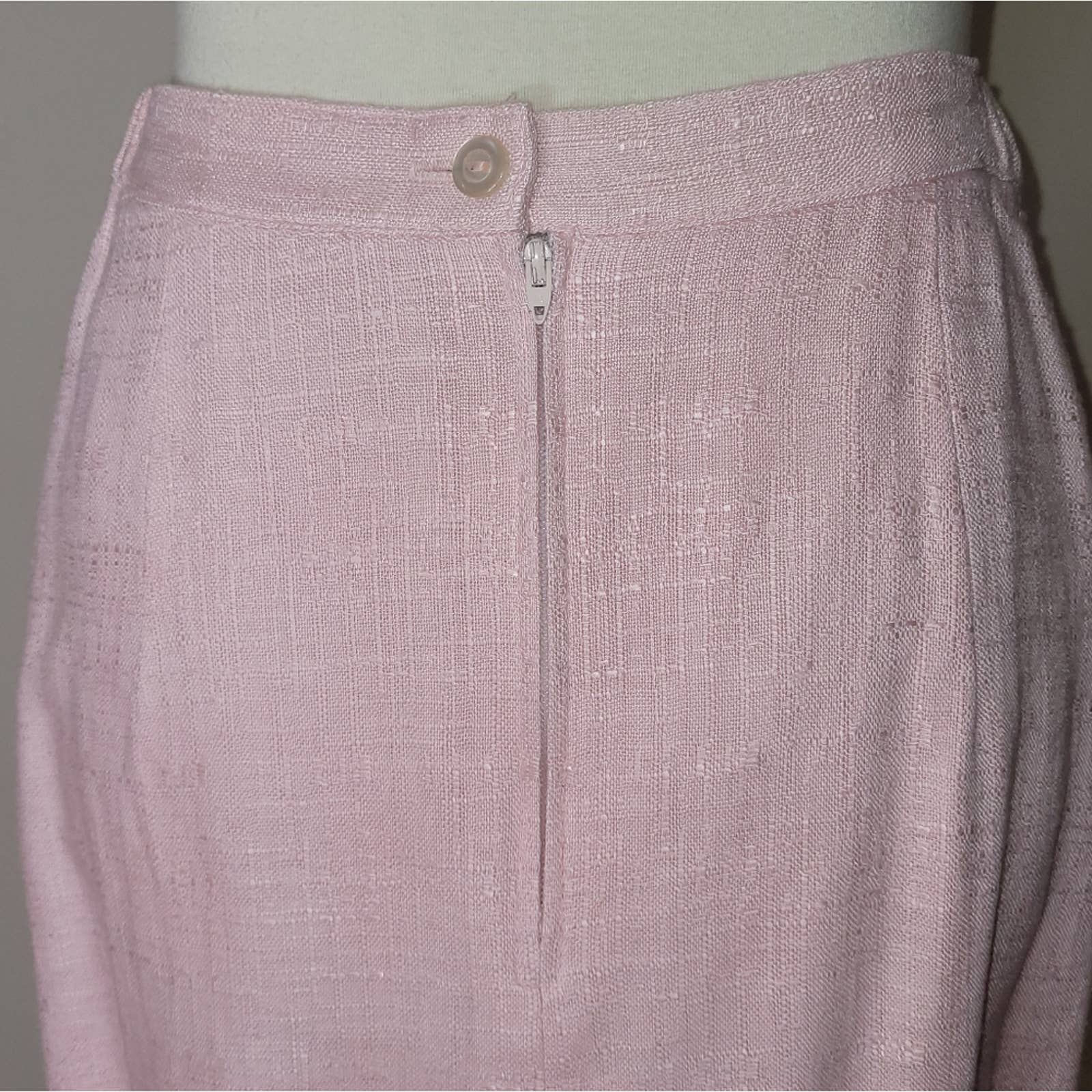 Vintage Light Pink Textured Pleated A-Line Skirt - Size Small - Image 5