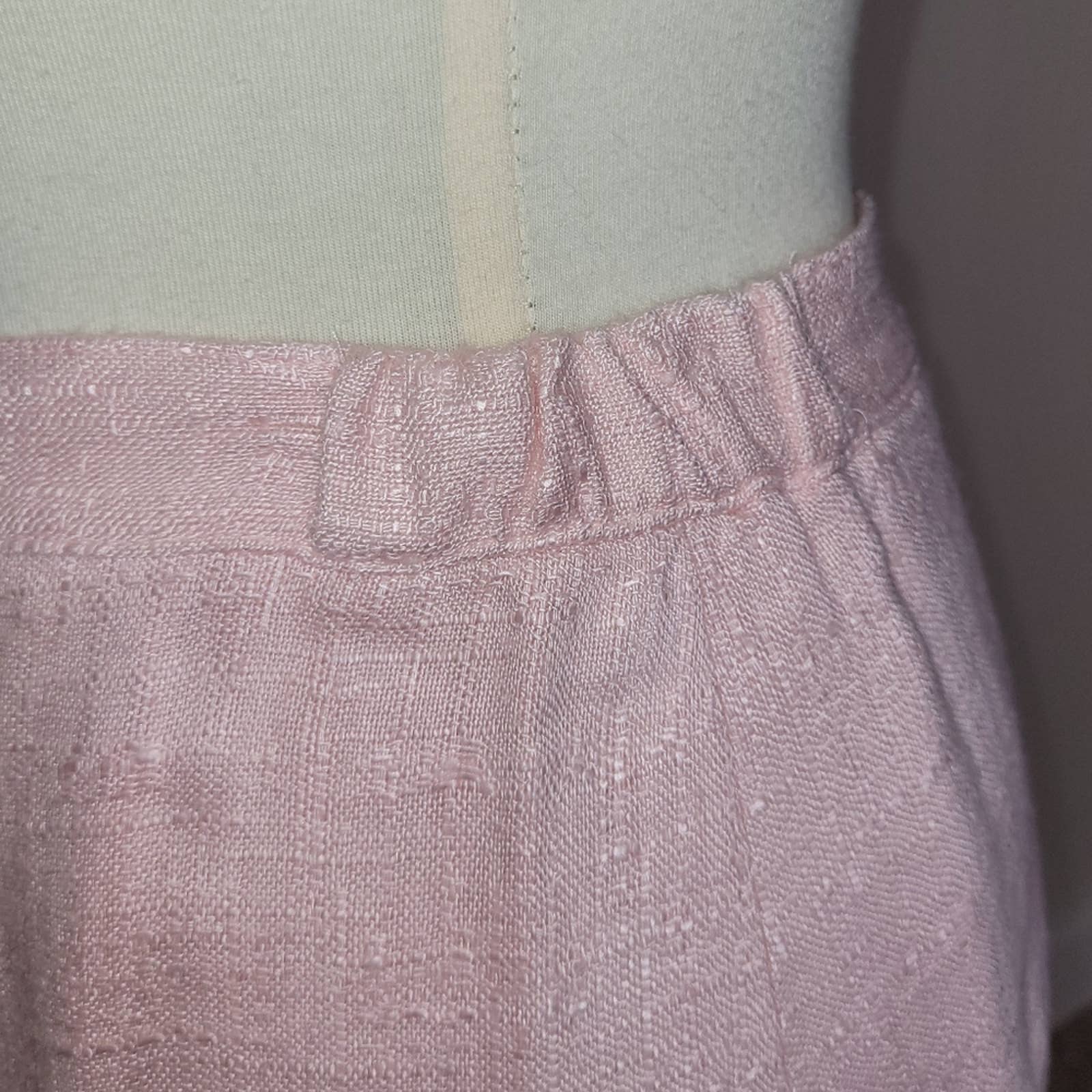 Vintage Light Pink Textured Pleated A-Line Skirt - Size Small - Image 6