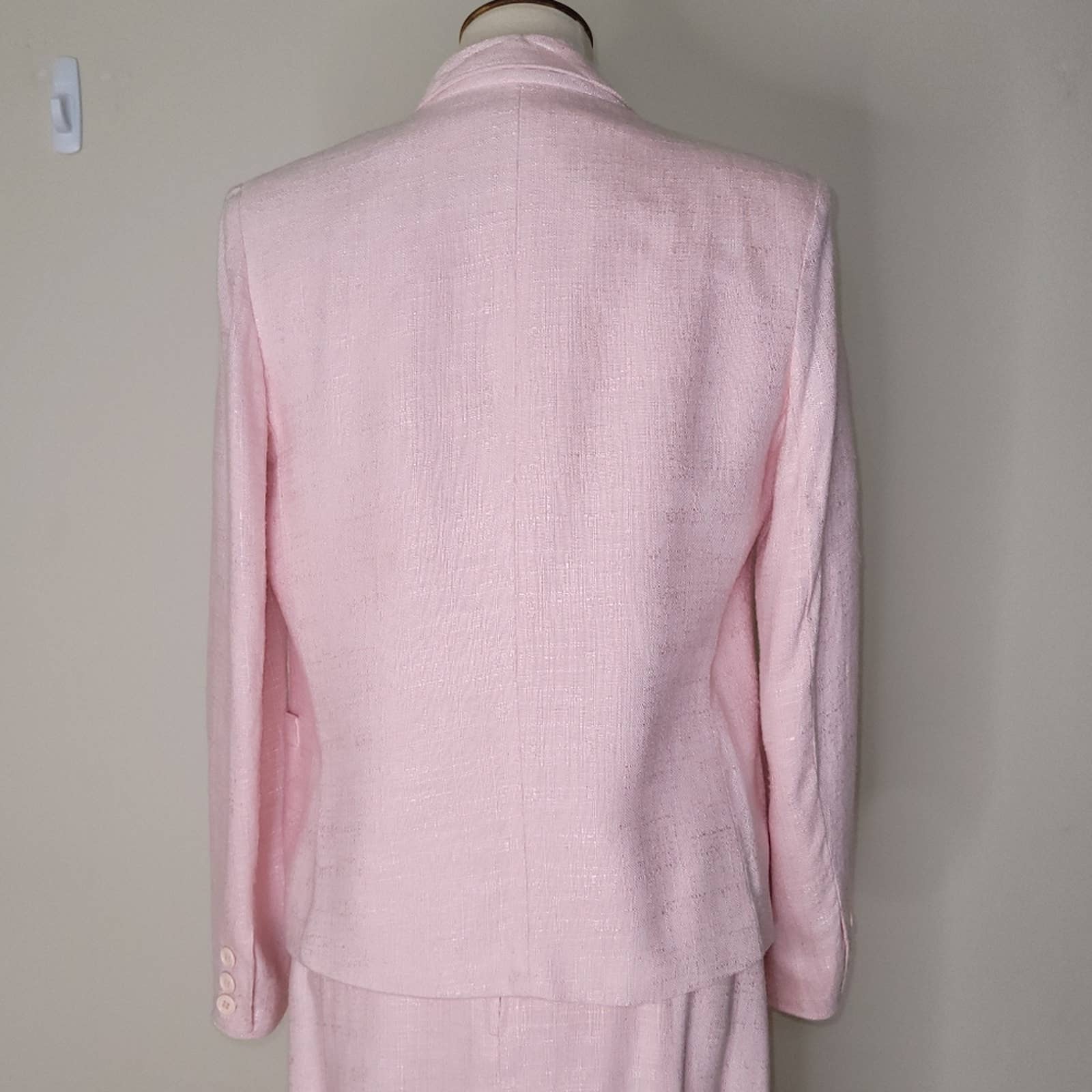 Vintage Light Pink Textured Pleated Collared Blazer/suit Jacket - Size Large - Image 2