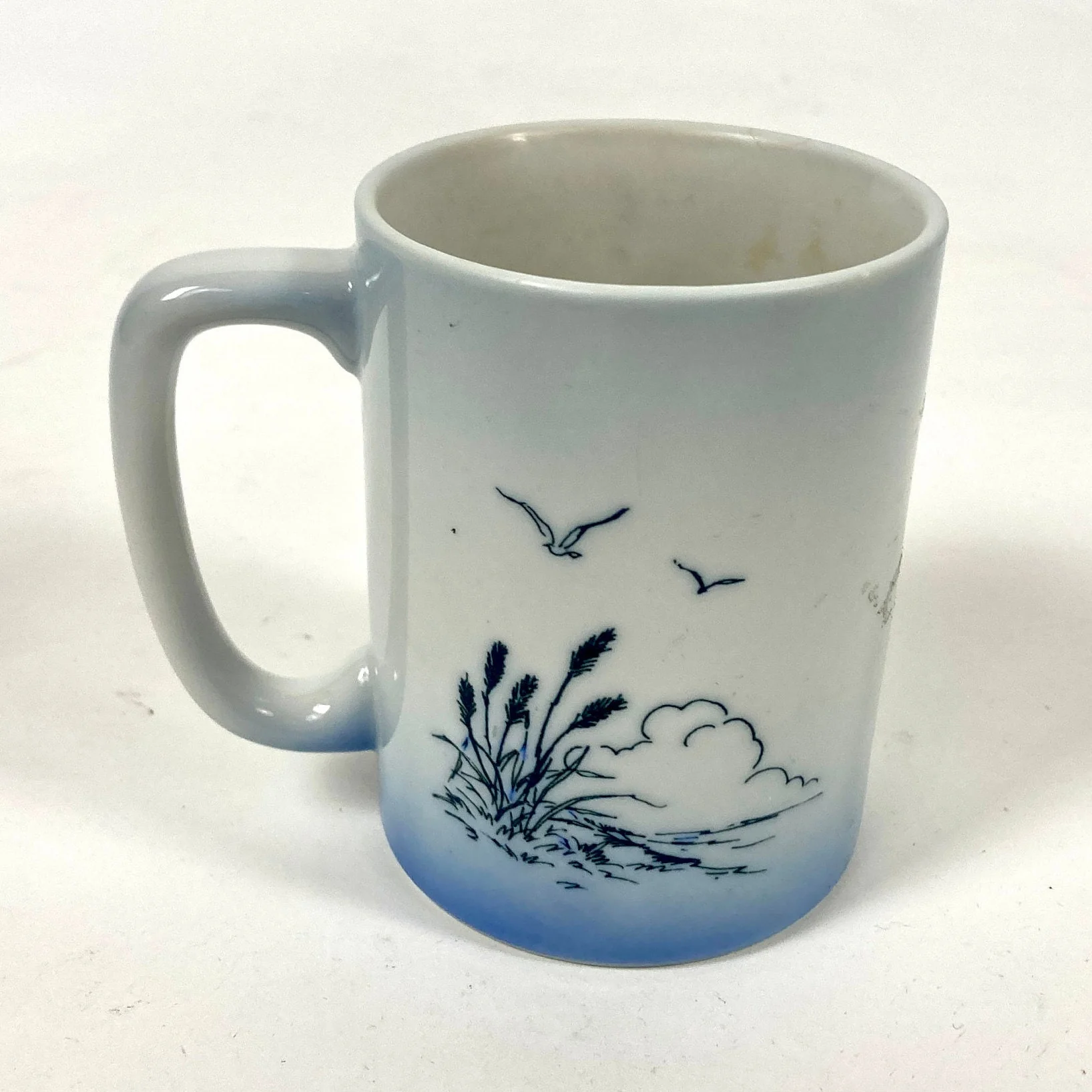 Vintage Lighthouse Mug Blue Embellished Ocean Seagull Cup Mcm Ceramic Catch All Coffee Mug - Image 3