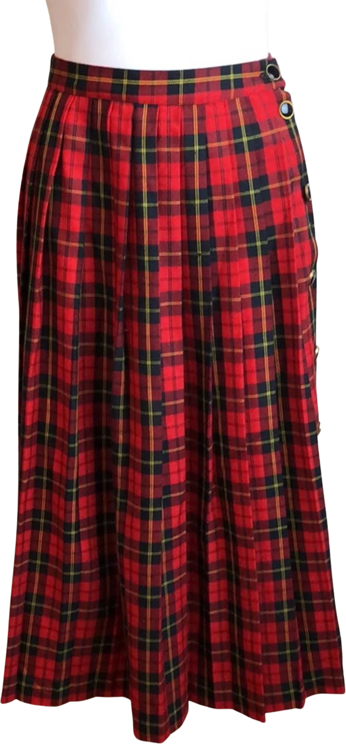 Vintage Lindor Pleated Plaid Skirt